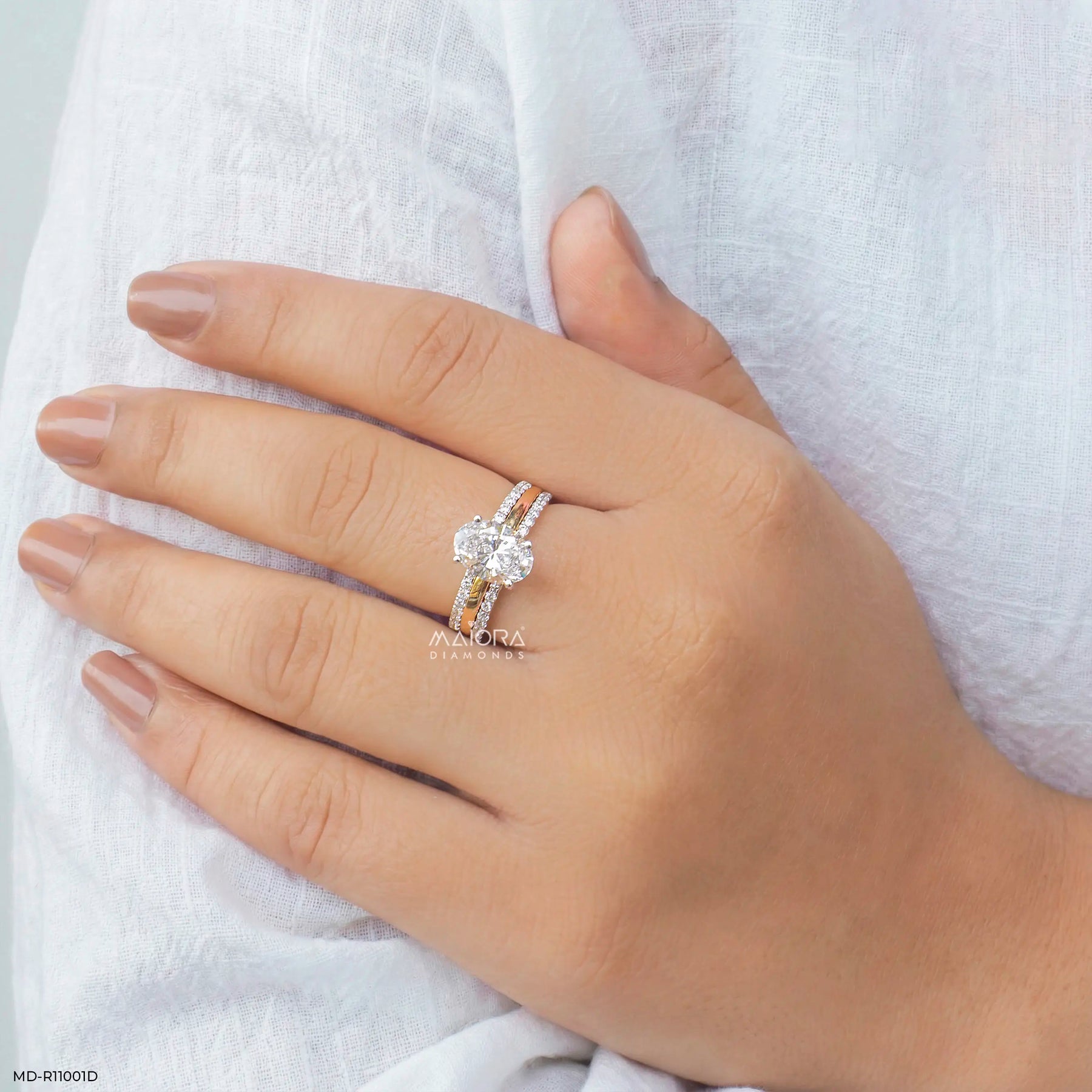 Meridian Oval Solitaire Diamond Ring 9K Rose Gold