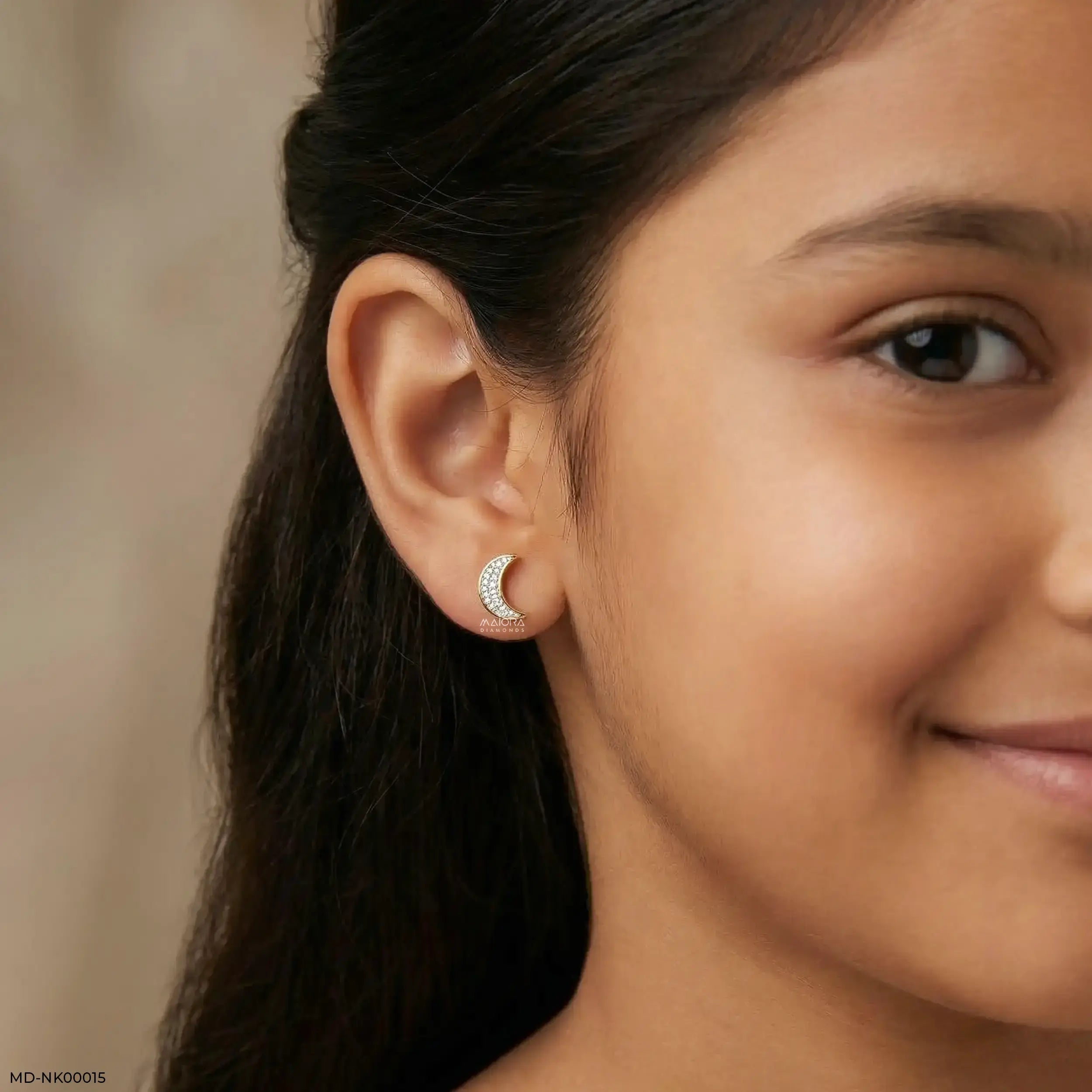 Mini Moon Kids Diamond Earrings