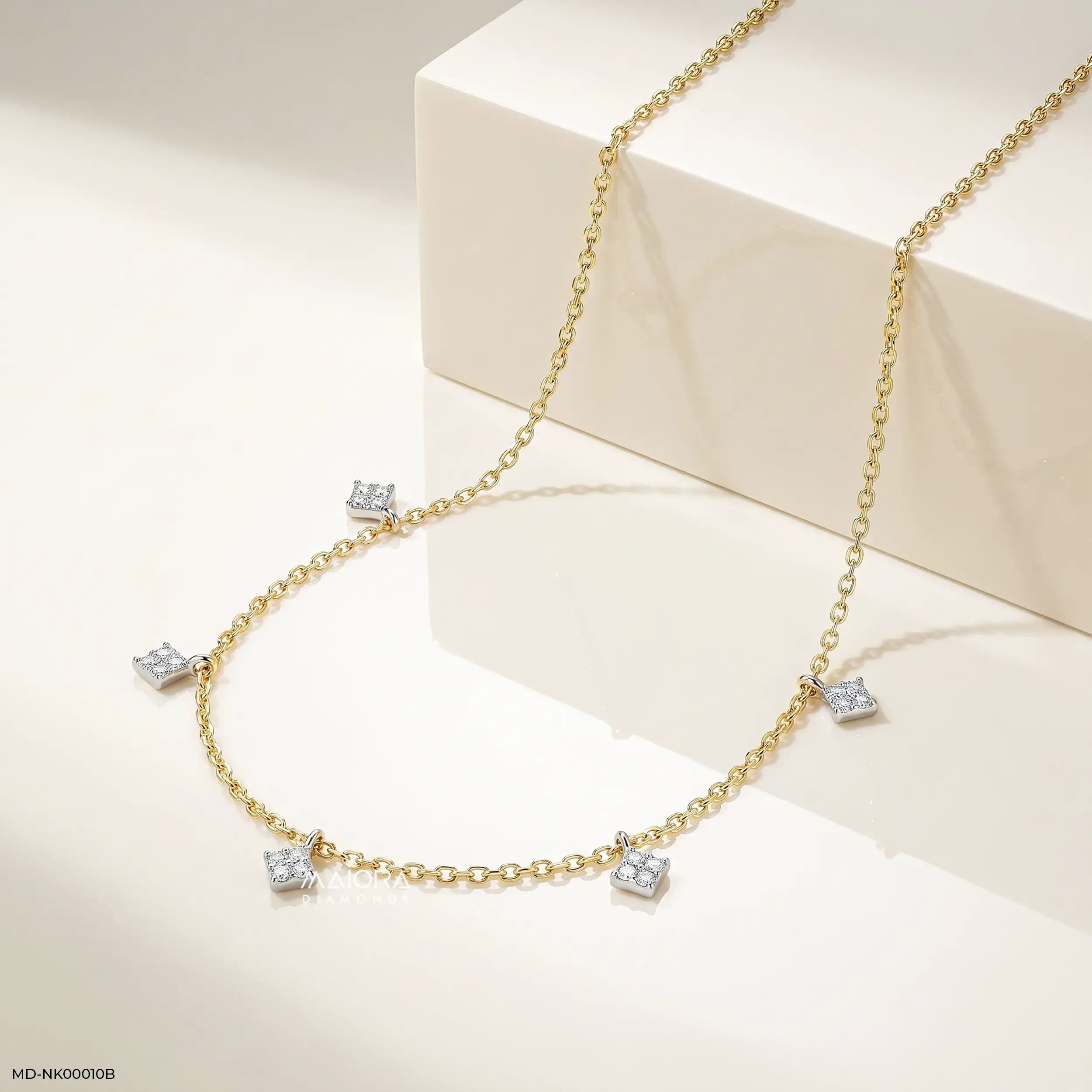 Geometric Quad Charm Diamond Necklace