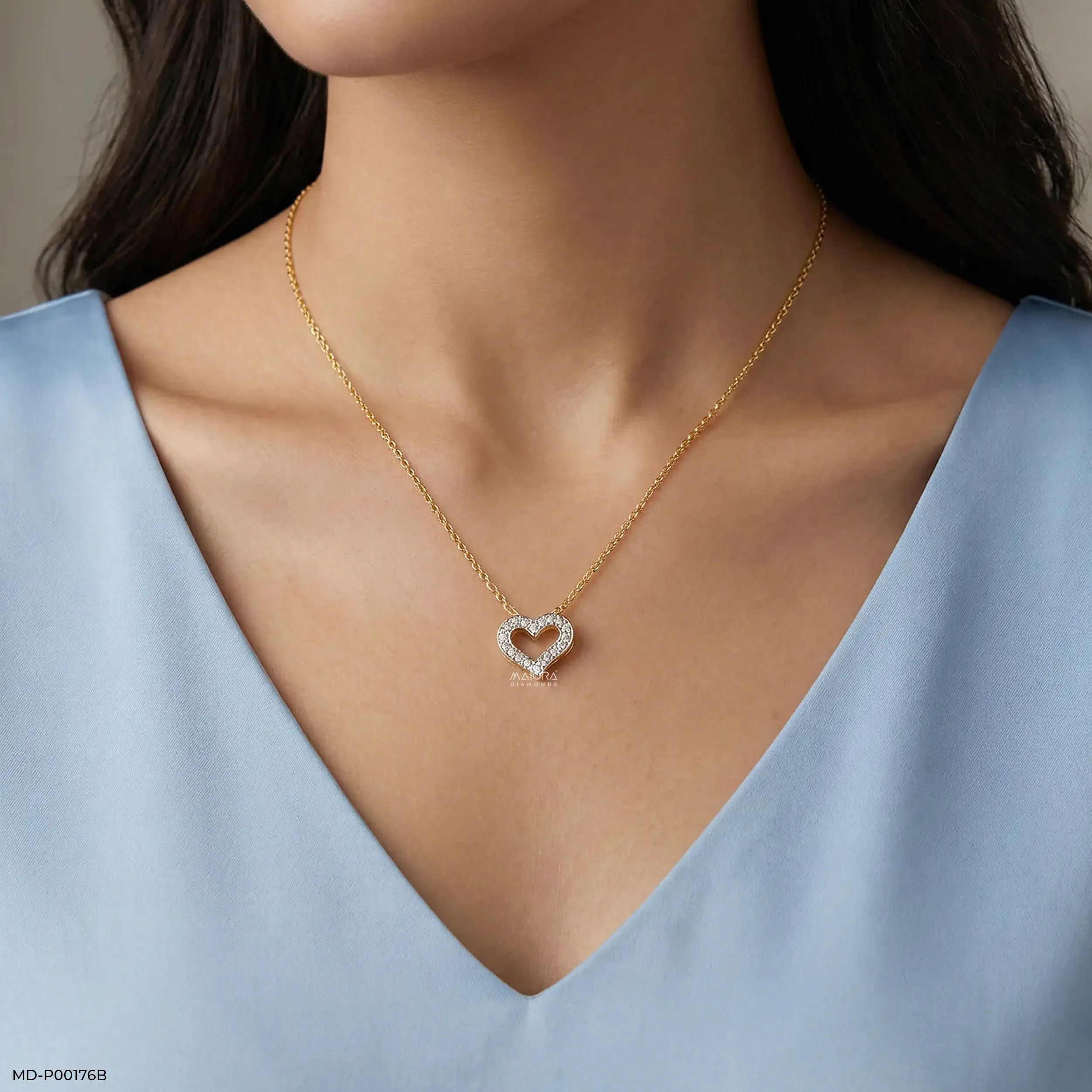 0.20 Carat Miracle Lab Diamond Heart Pendant 9K Yellow Gold