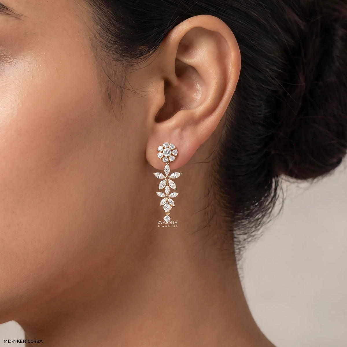 Marquise Petal Bunch Diamond Earrings