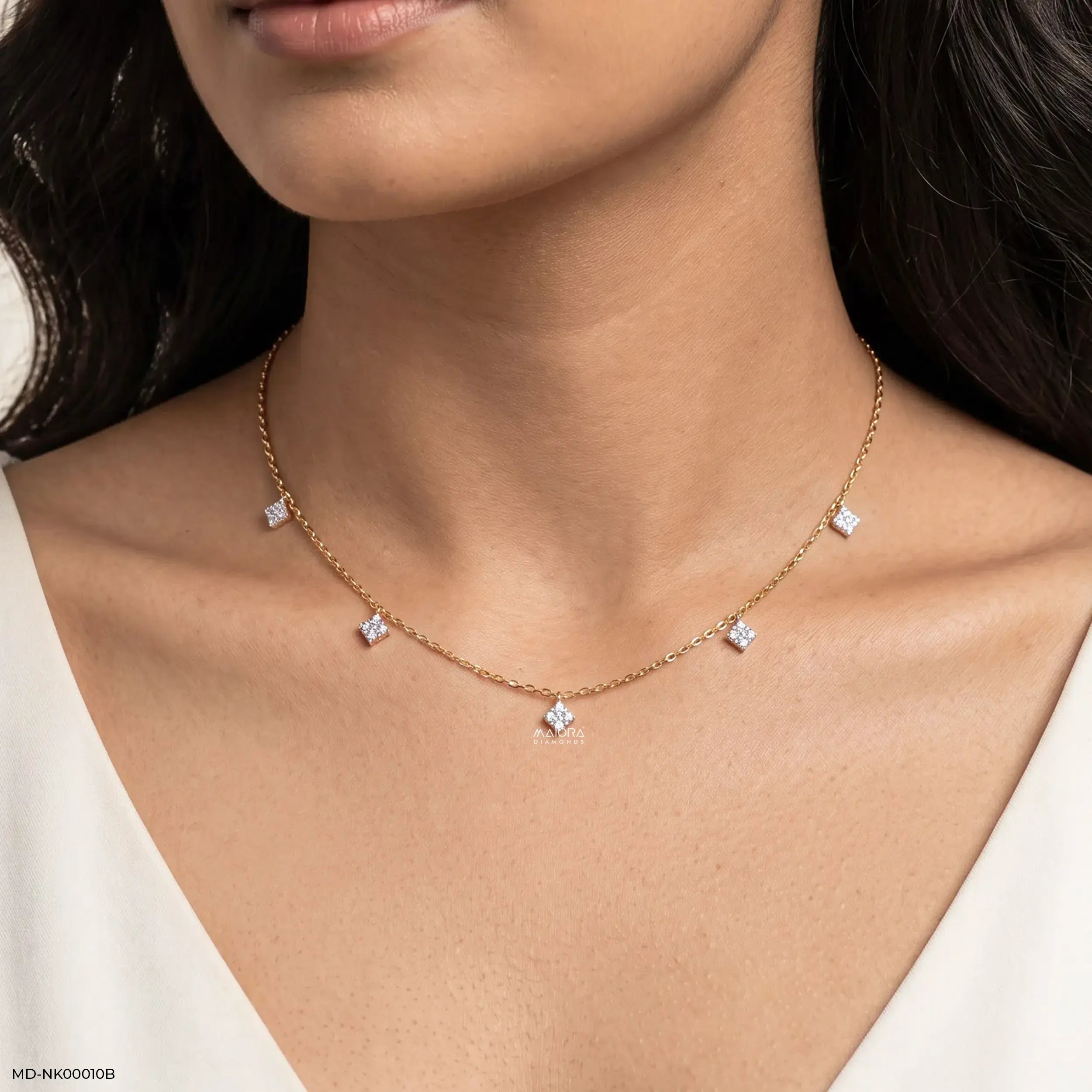 Geometric Quad Charm Diamond Necklace