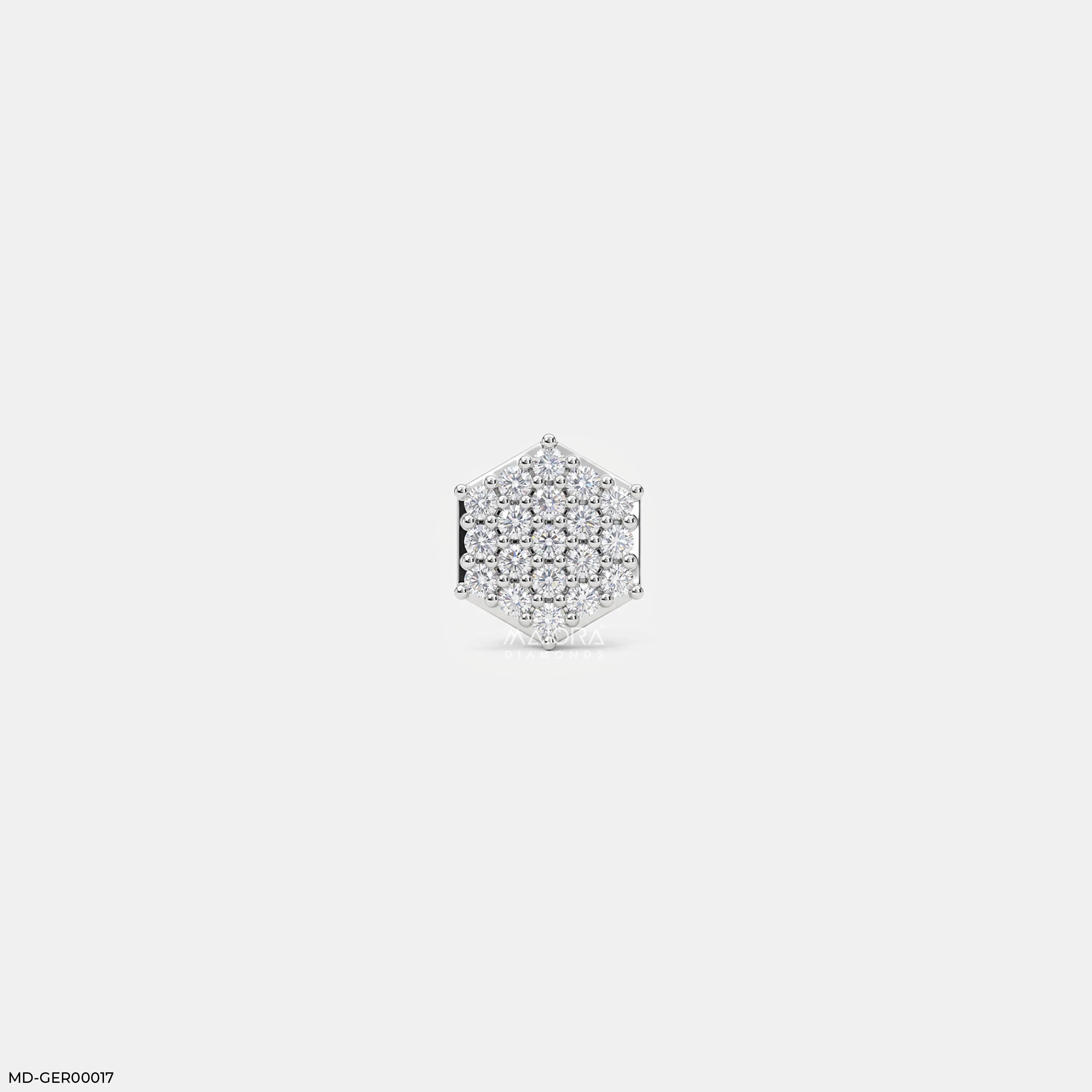 Monarch Hexa Diamond Mens Stud Earring 9K White Gold