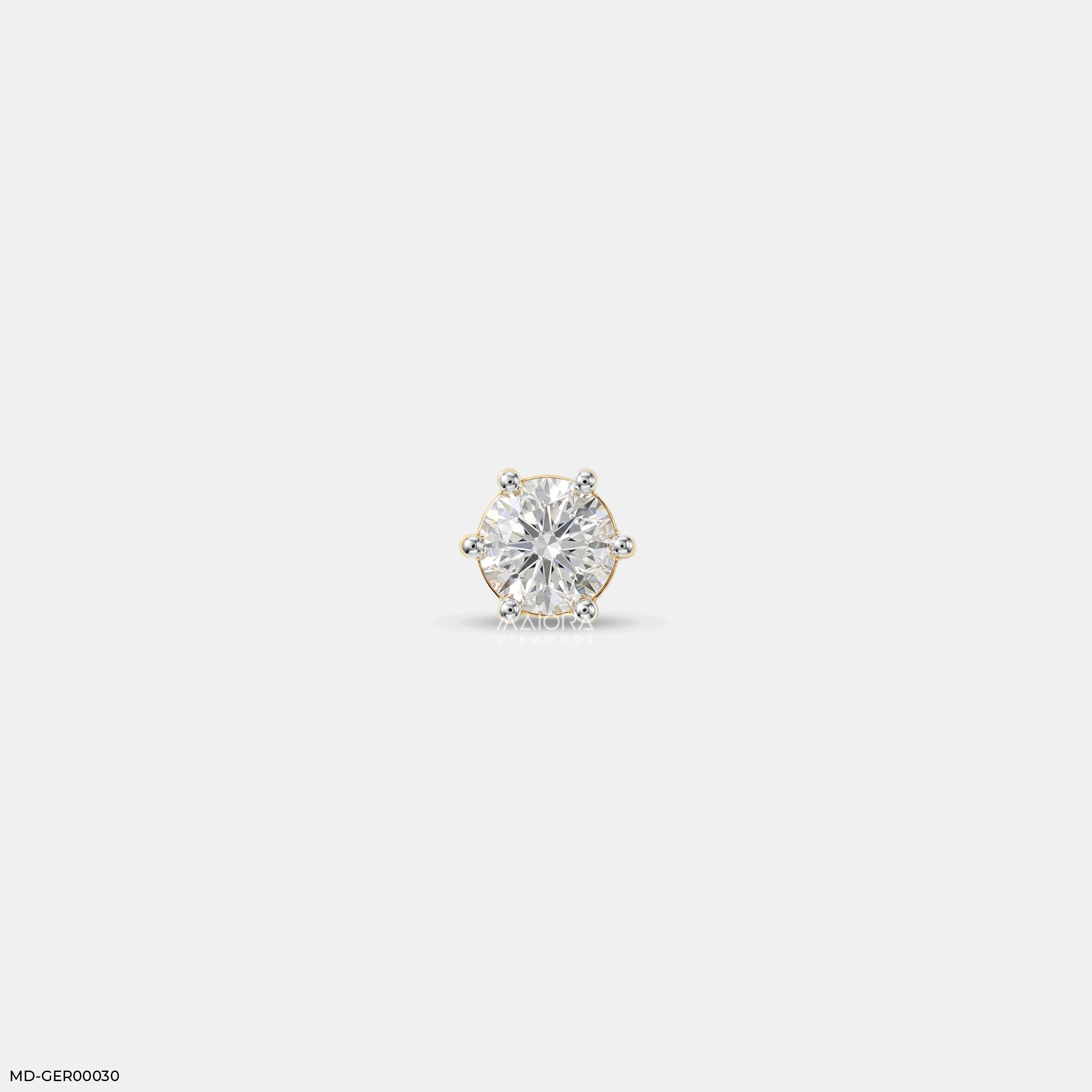 Monos Round Solitaire Mens Stud Diamond Earring