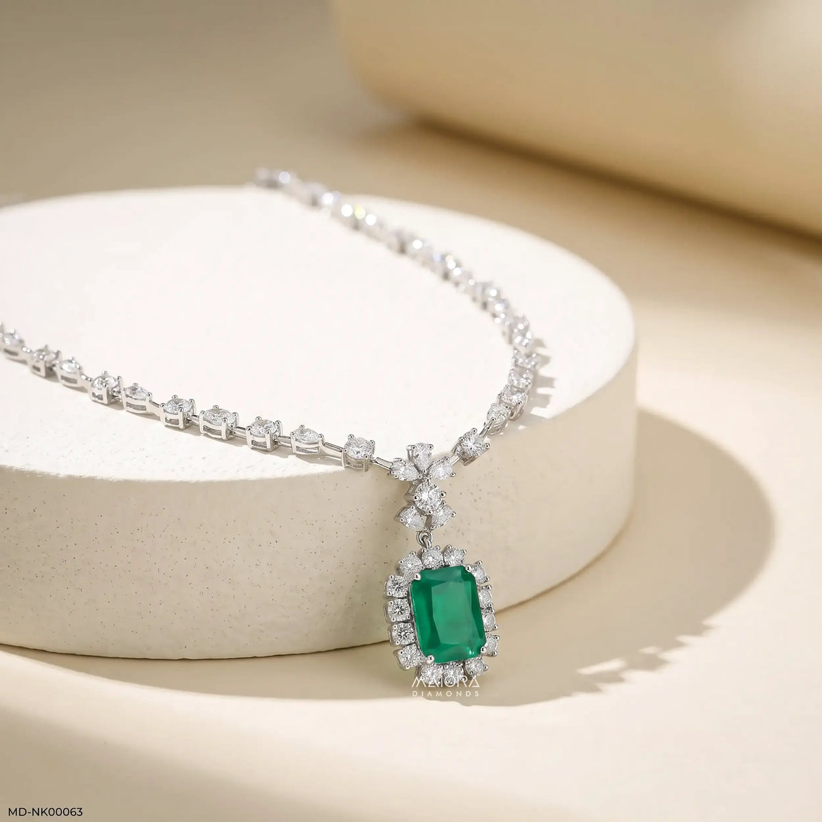Regal Emerald Embrace Diamond Necklaces