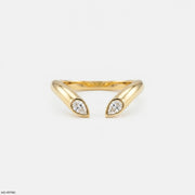 Open Cuff Flame Vanki Diamond Ring 18K Yellow Gold