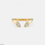 Open Cuff Flame Vanki Diamond Ring 9K Yellow Gold