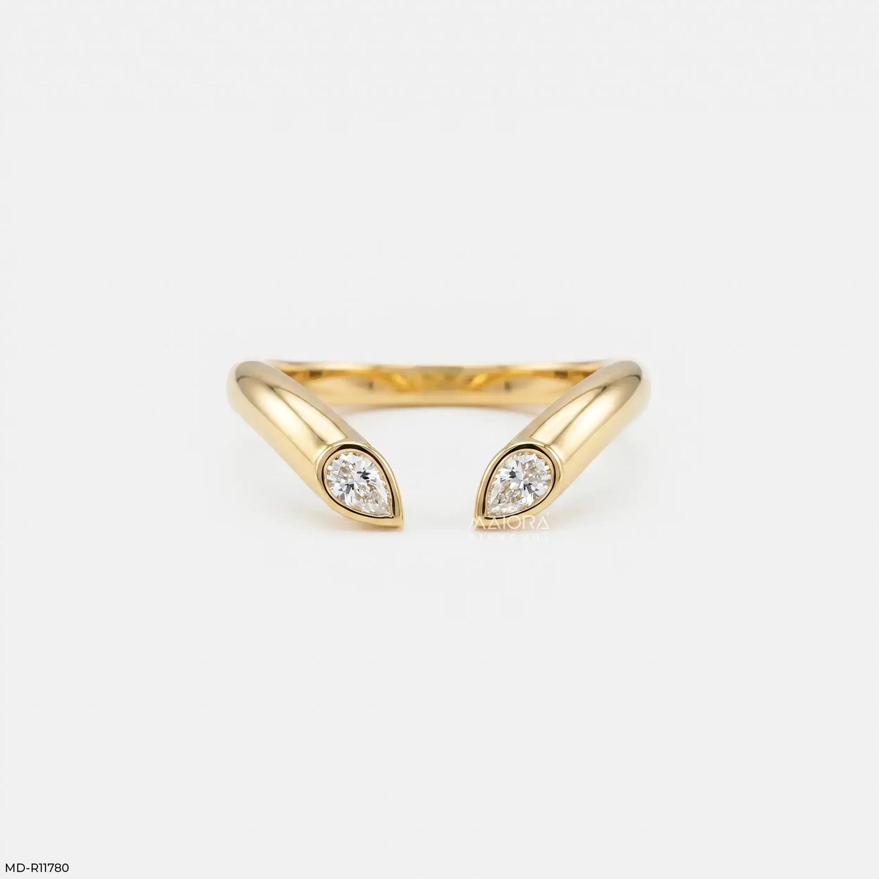 Open Cuff Flame Vanki Diamond Ring 9K Yellow Gold