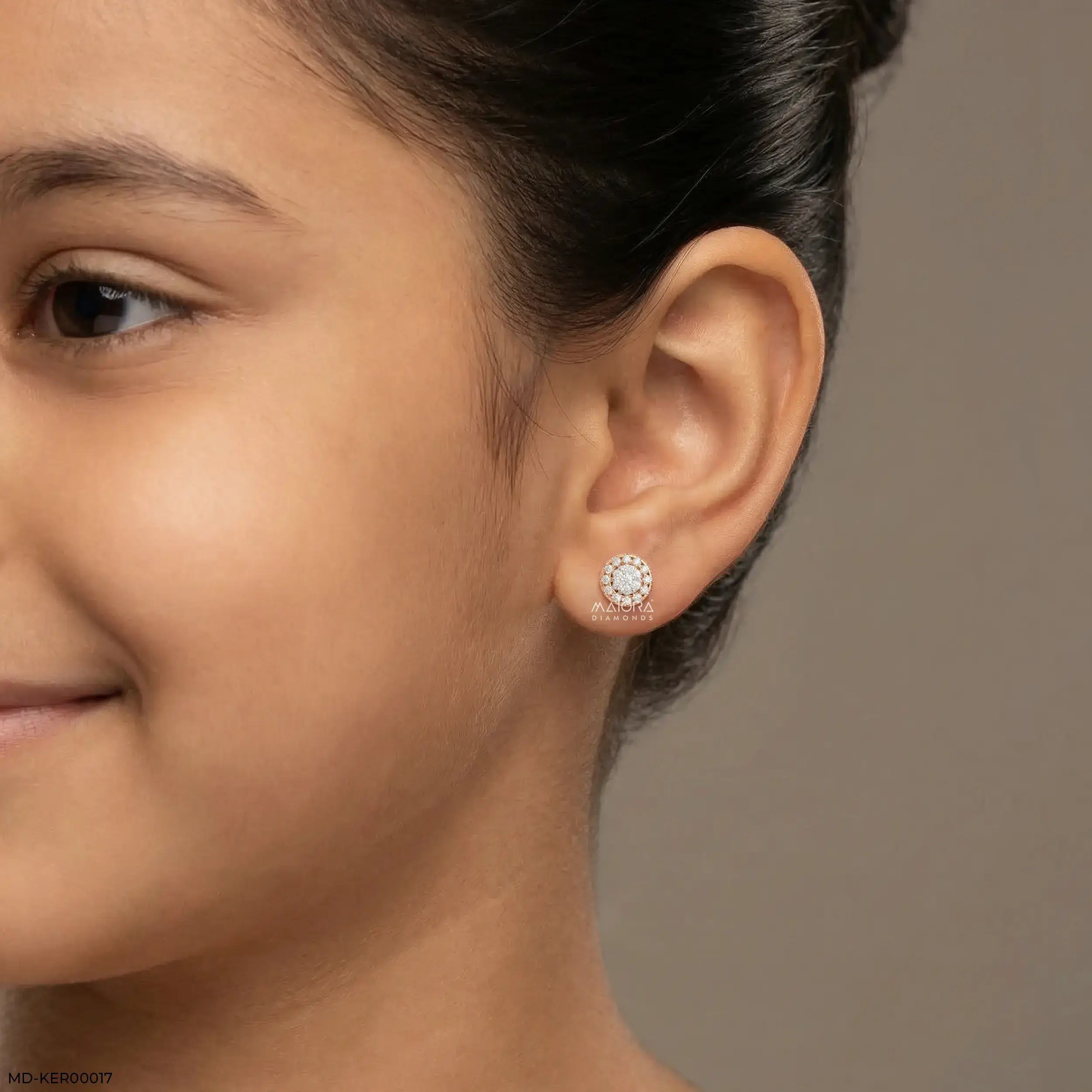 Orbit Halo Kids Diamond Earrings 9K Yellow Gold