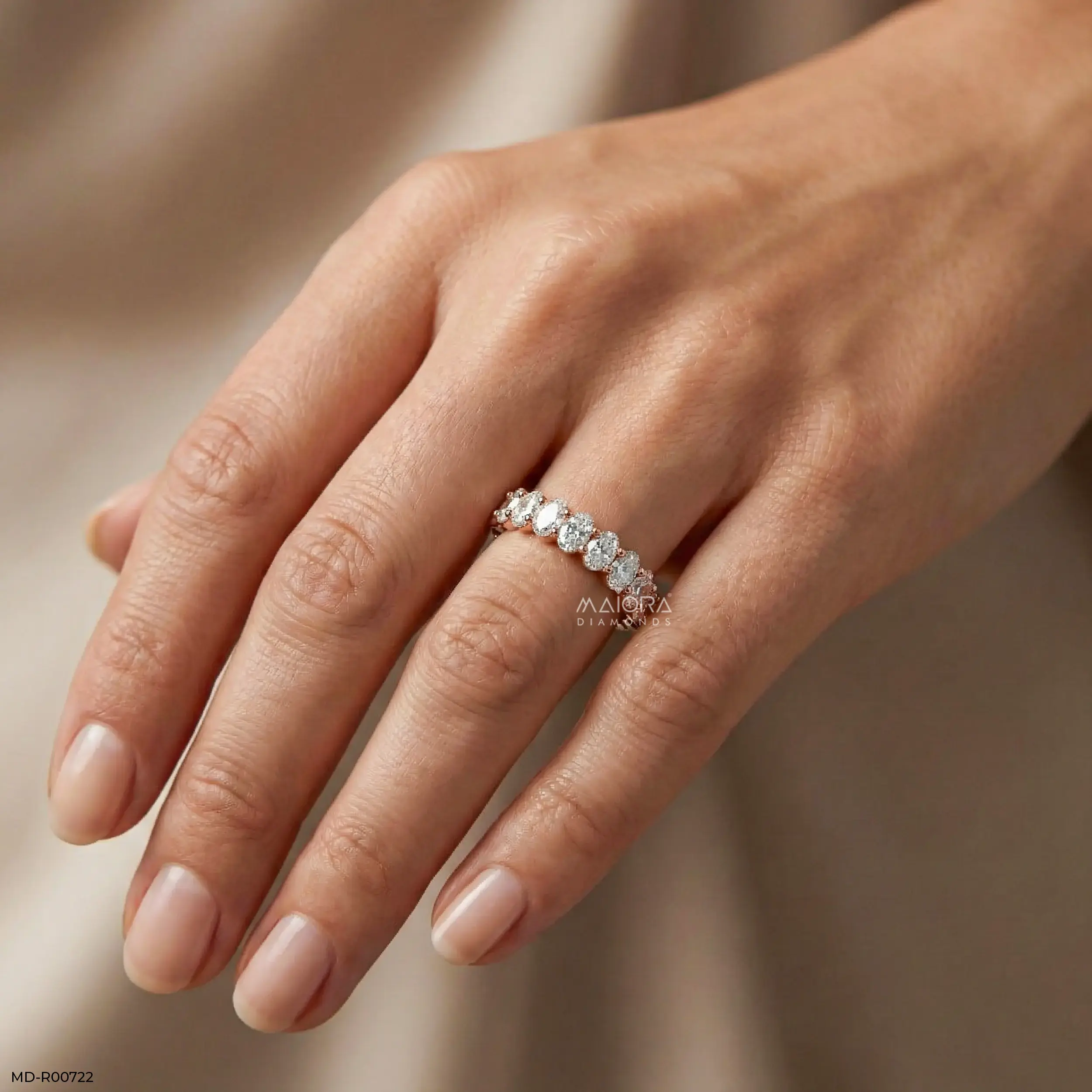 Ovata Aura Diamond Band Ring 9K Rose Gold