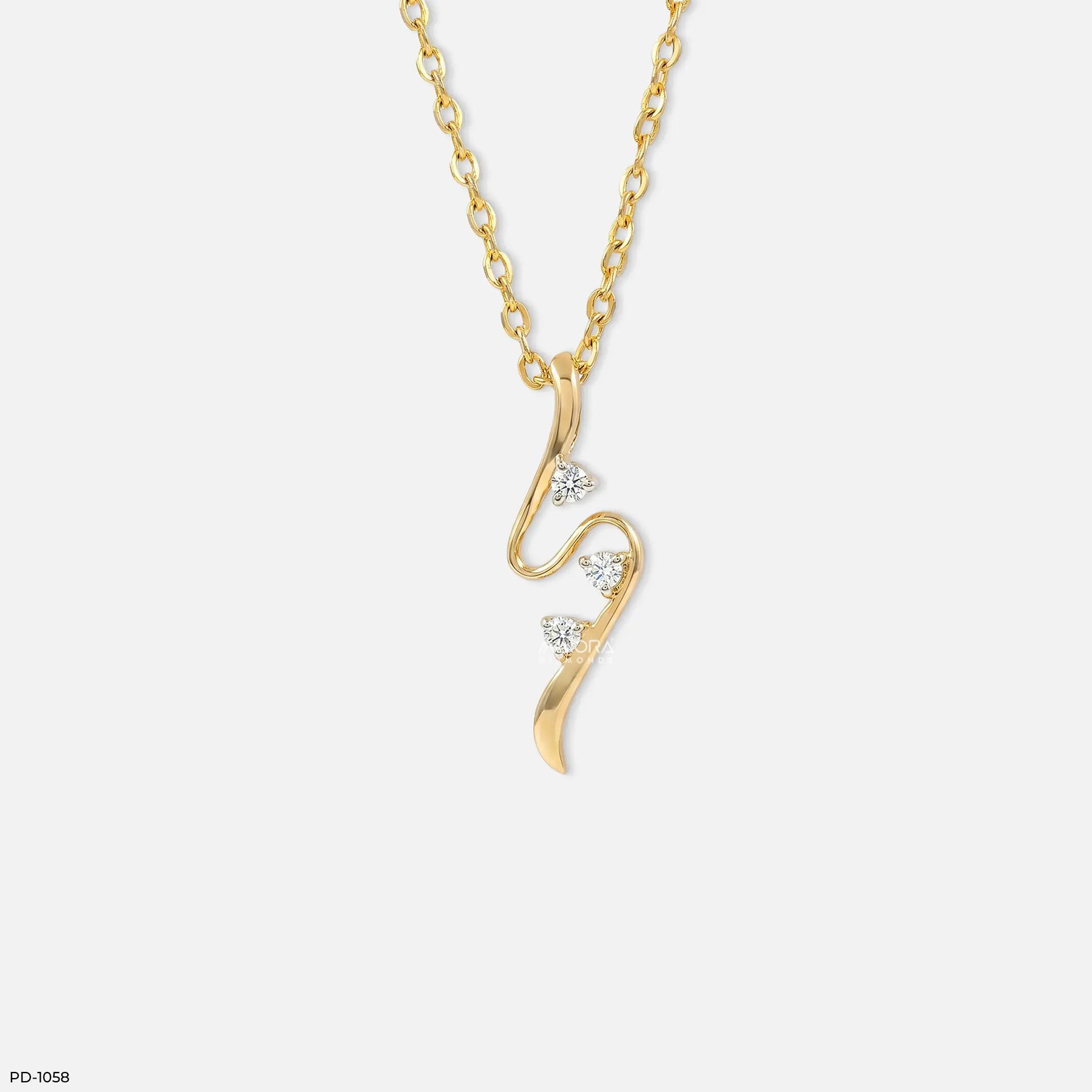 Luminous Twisted Lab Diamond Pendant Without Chain 14K Yellow Gold