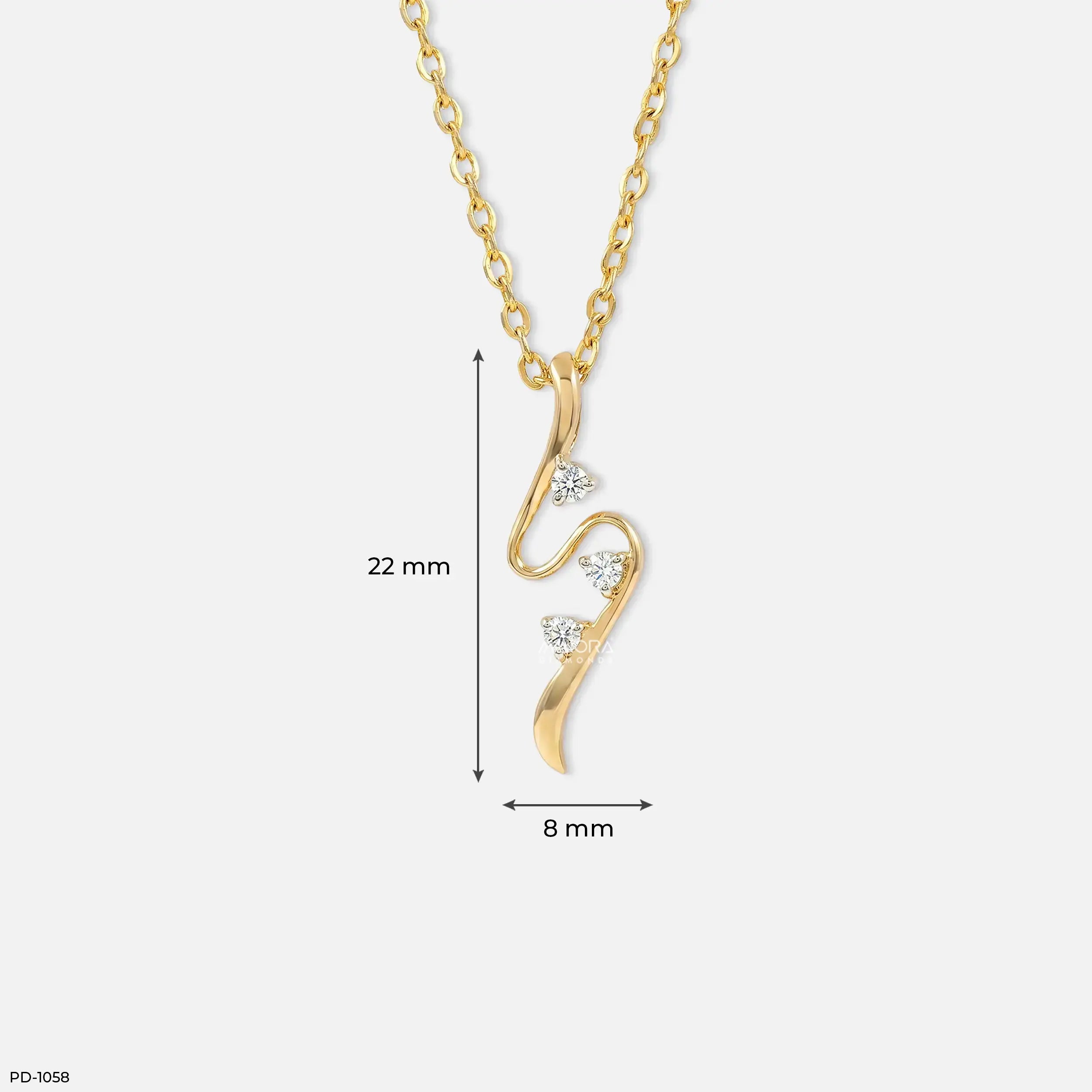 Luminous Twisted Lab Diamond Pendant Without Chain 14K Yellow Gold