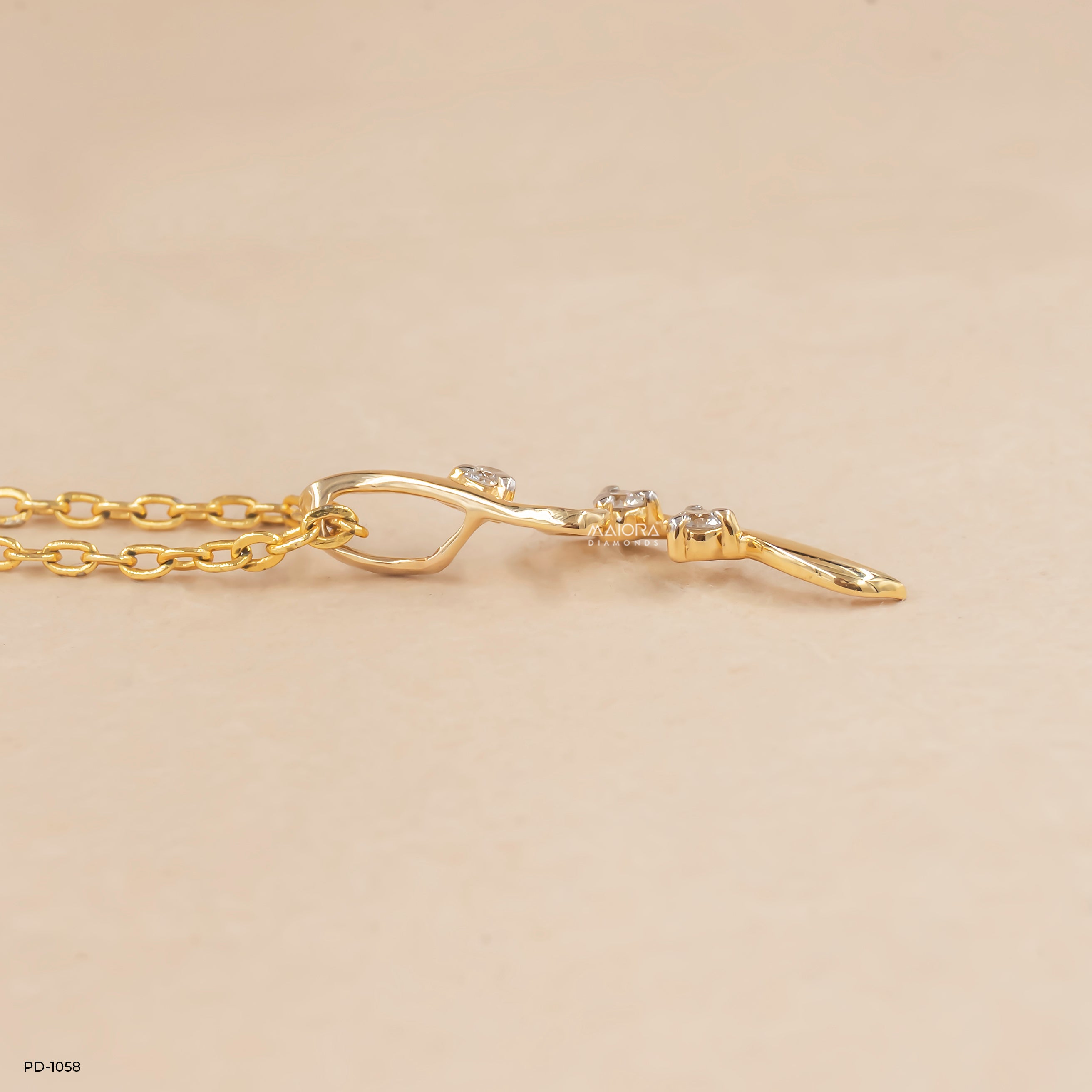 Luminous Twisted Lab Diamond Pendant Without Chain 14K Yellow Gold
