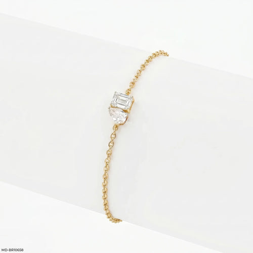 Parallel Duo Toi Et Moi Diamond Bracelet 9K Yellow Gold