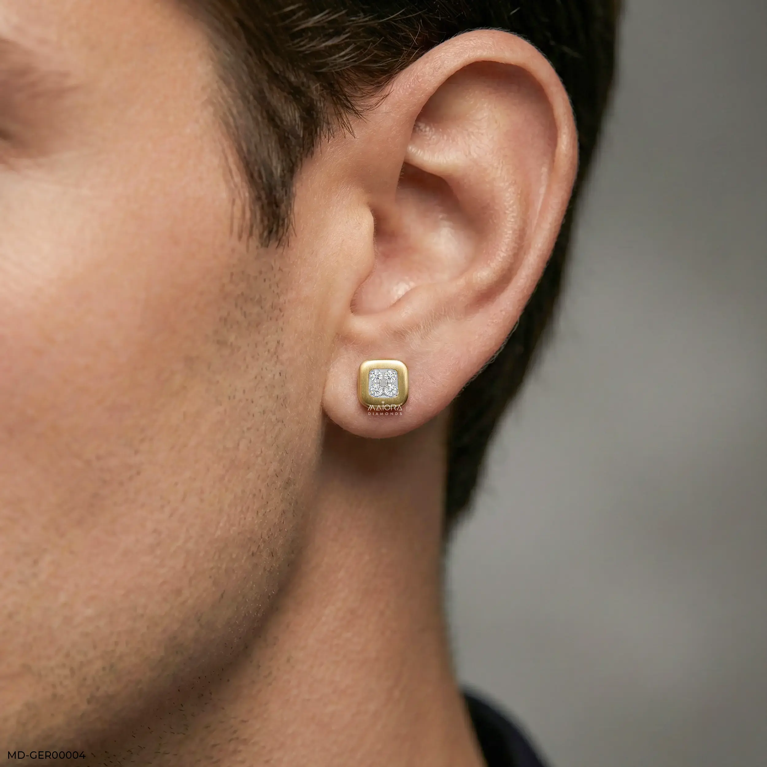 Portal Diamond Mens Stud Earring 9K Yellow Gold