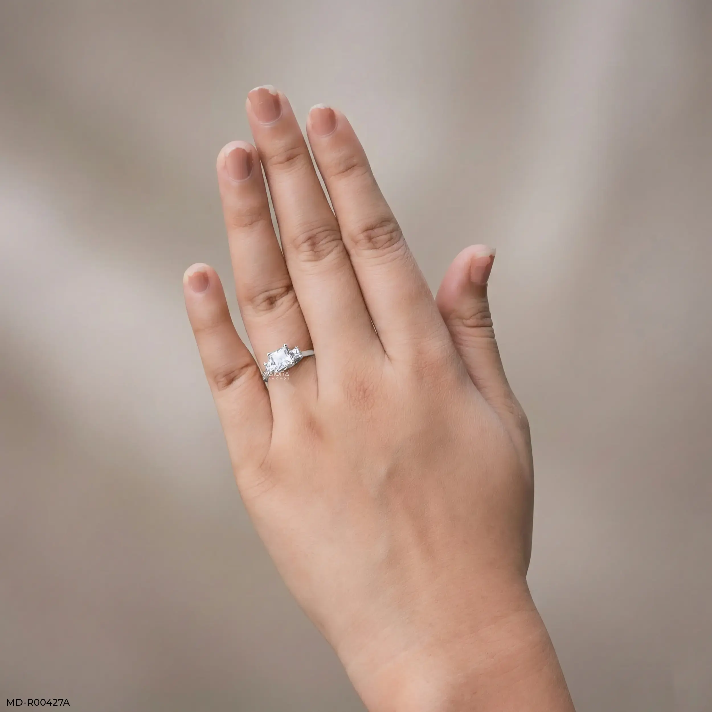 0.95 Carat Princess Three Stone Ring