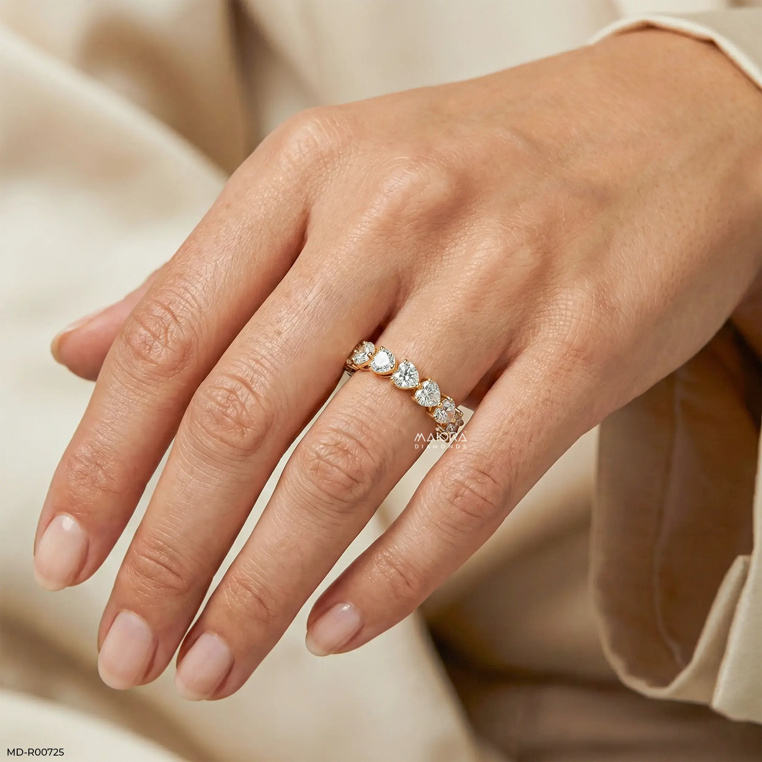 Promise Heart Link Diamond Ring 9K Yellow Gold