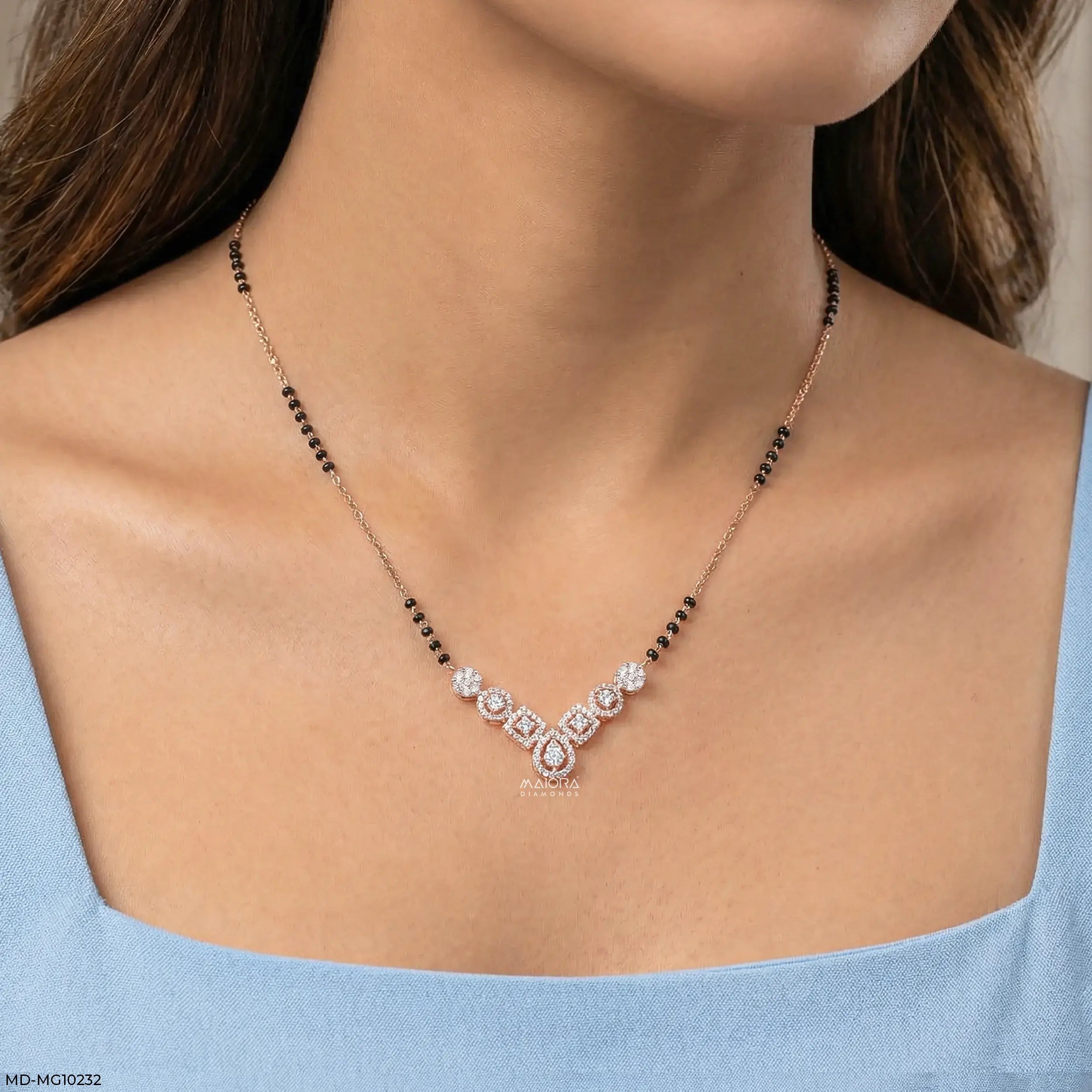 Quad Forms Diamond Mangalsutra 9K Yellow Gold