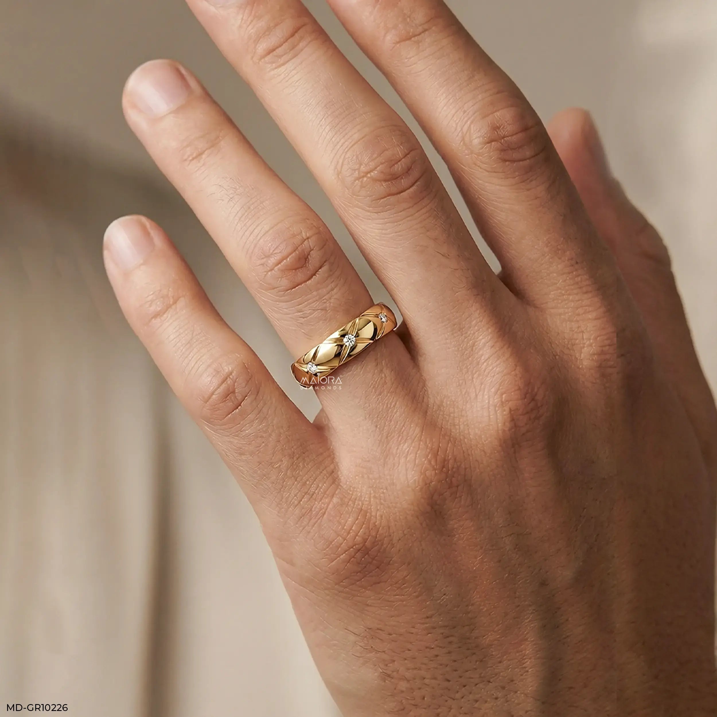 Rhombus Form Mens Diamond Ring