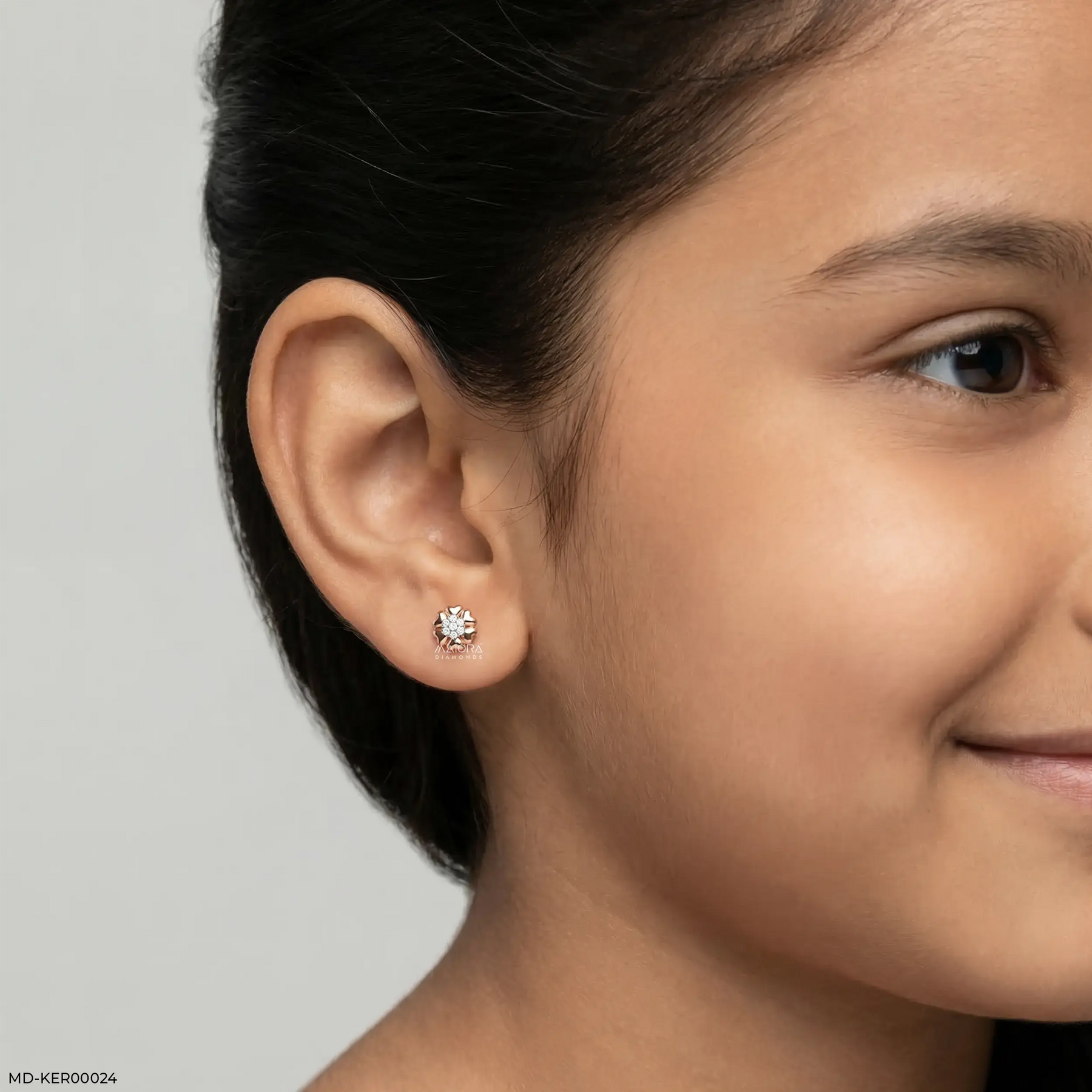 Rosy Posy Kids Diamond Earrings 9K Yellow Gold