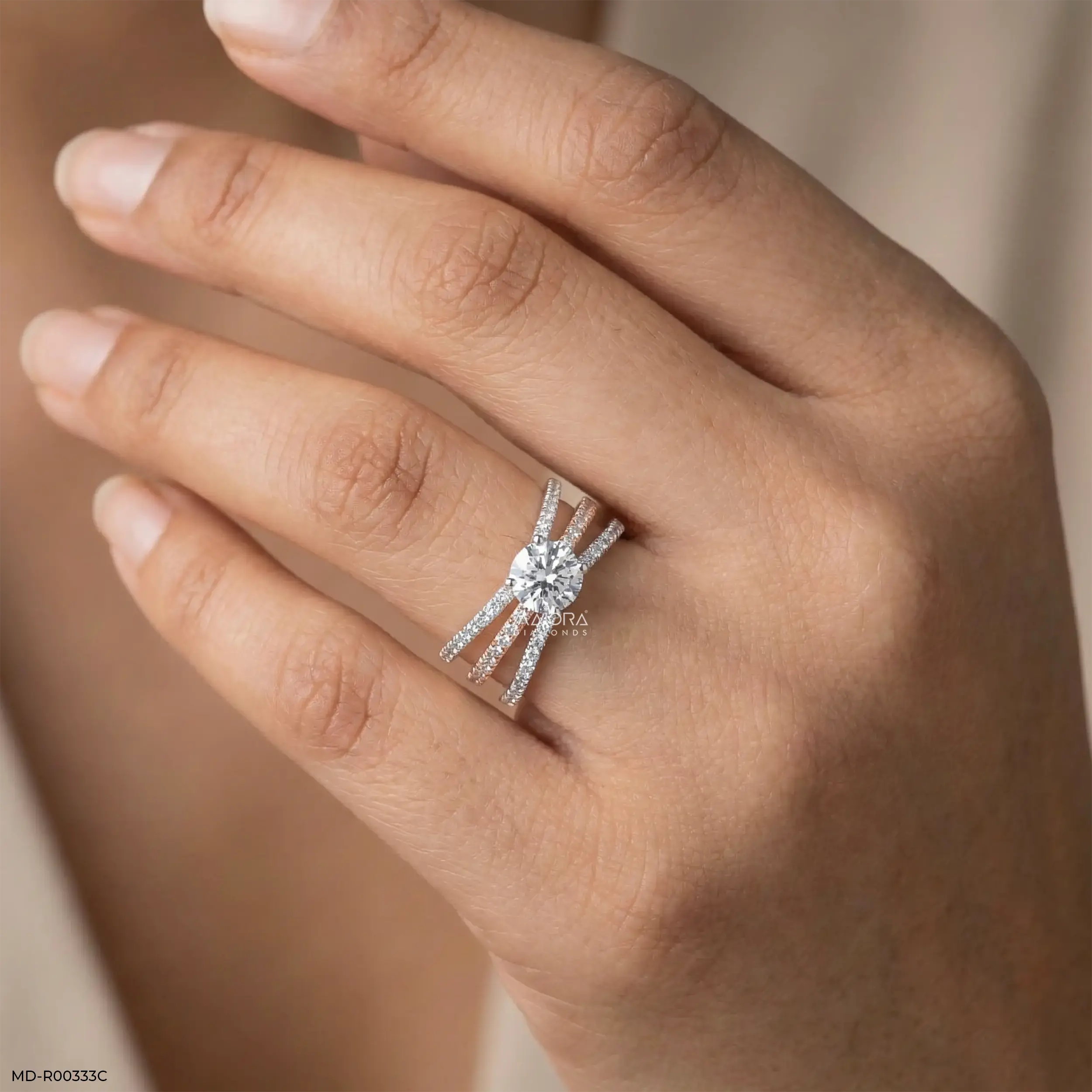 1.5 Carat Round Solitaire Trinity Lab Diamond Ring