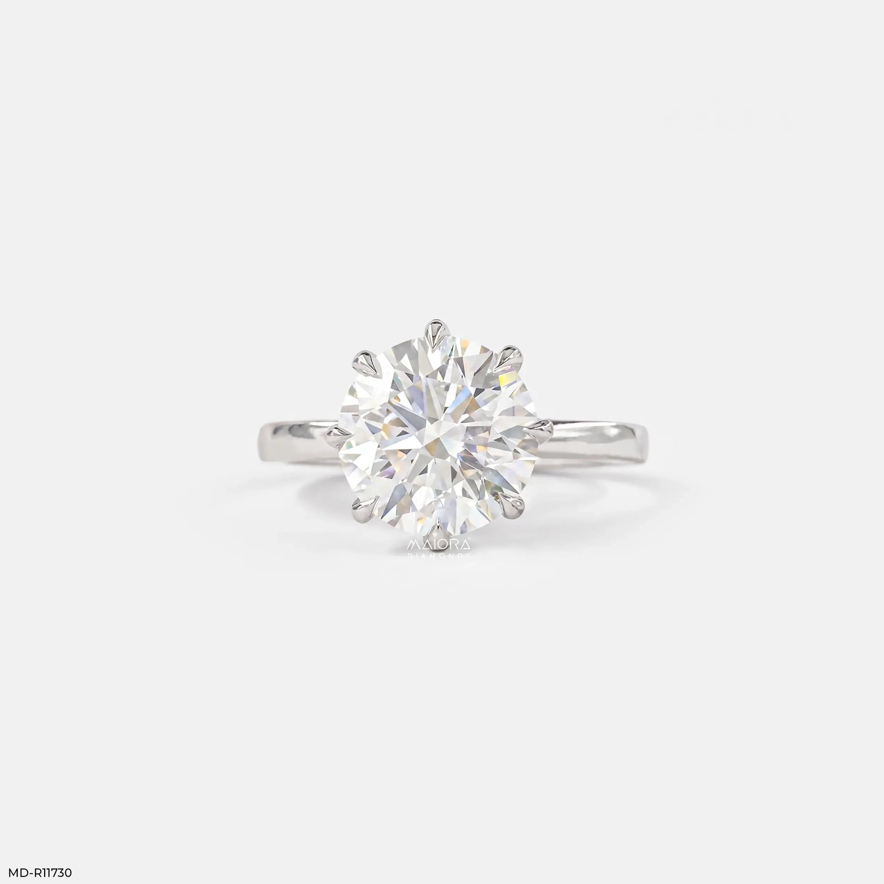 3 Carat Round Solitaire Lab Diamond Ring 14K White Gold