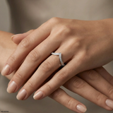 Shiney Inverted Diamond Ring  9K White Gold