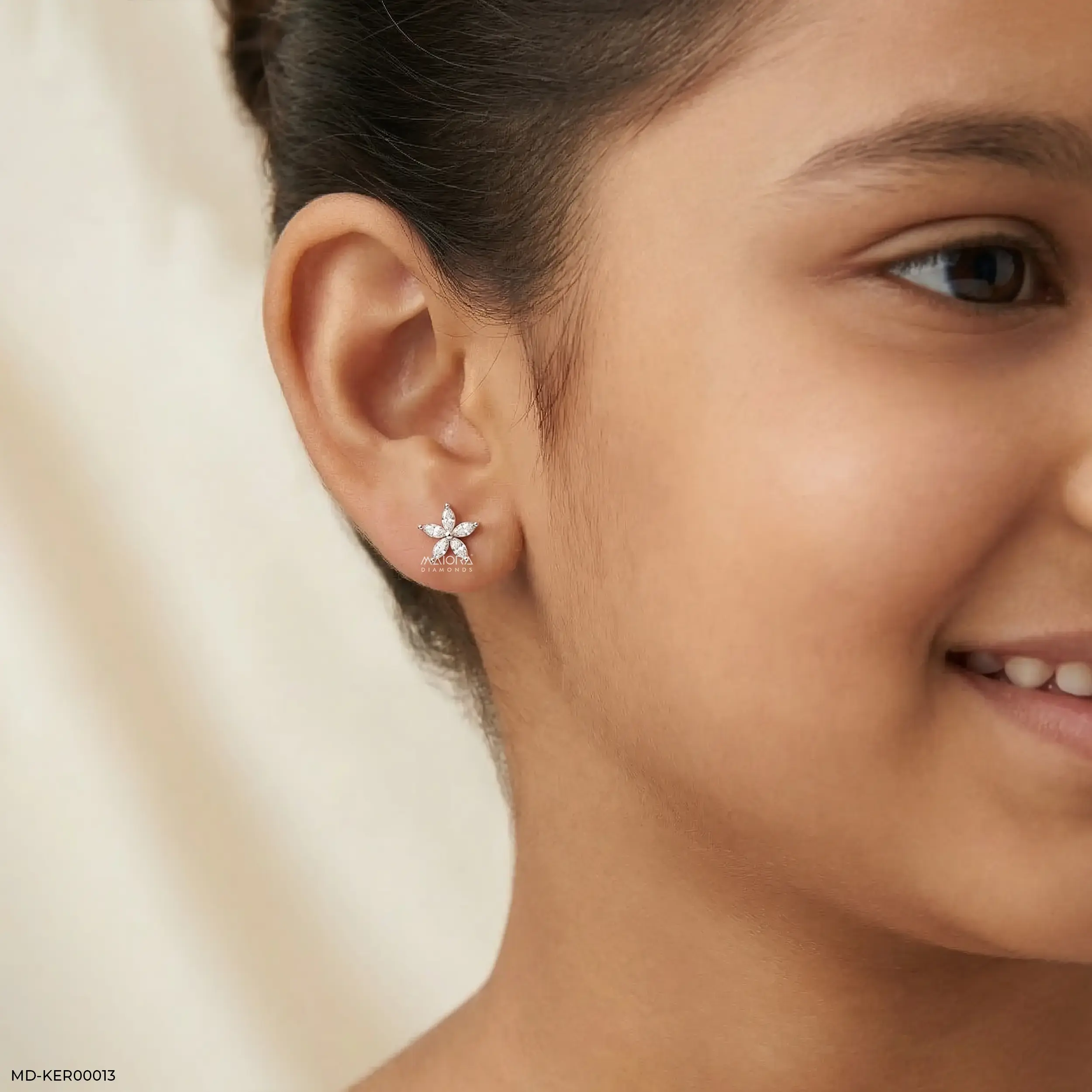 Shiney Petals Kids Diamond Earrings 9K Yellow Gold