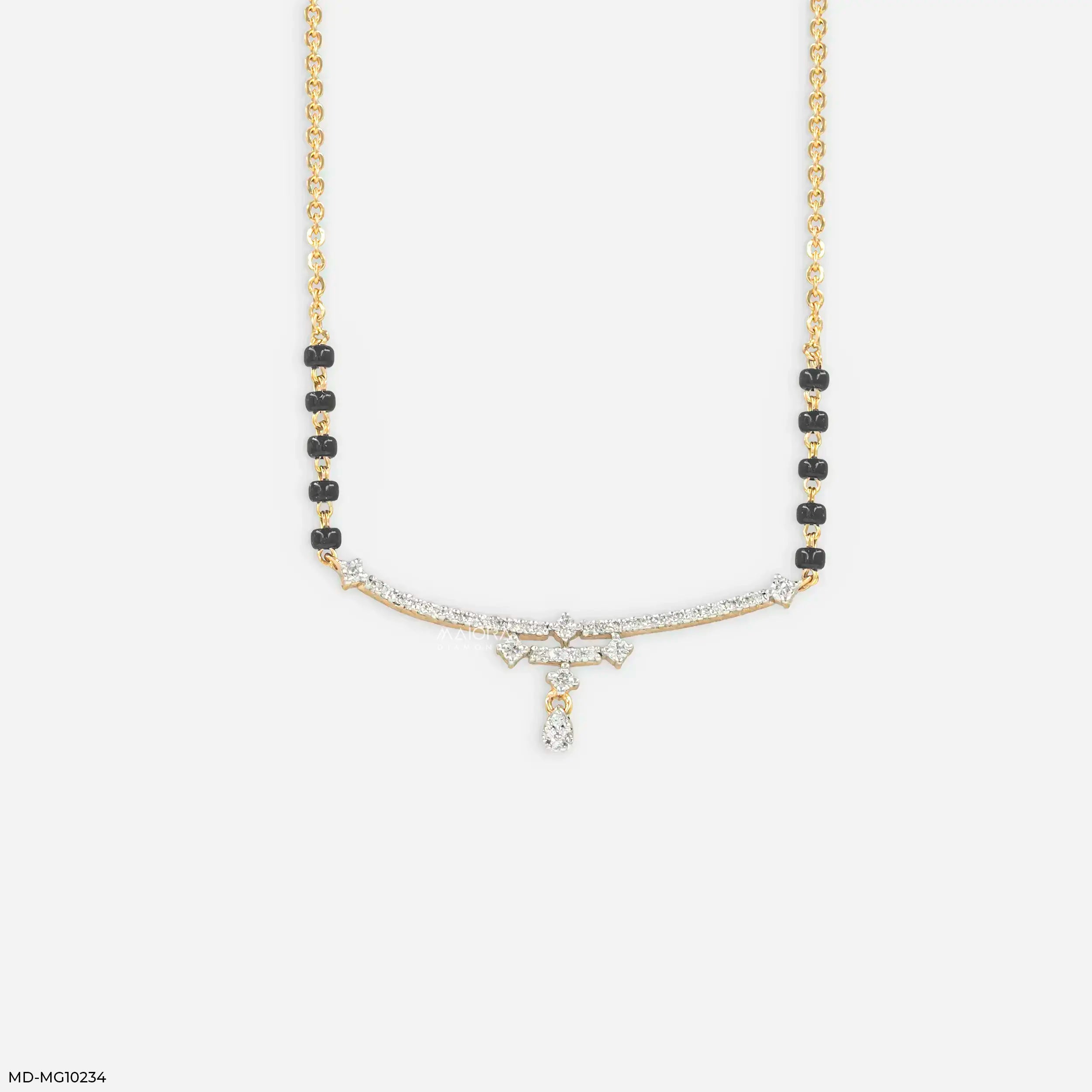 Shiny Liner Diamond Mangalsutra 9K Yellow Gold