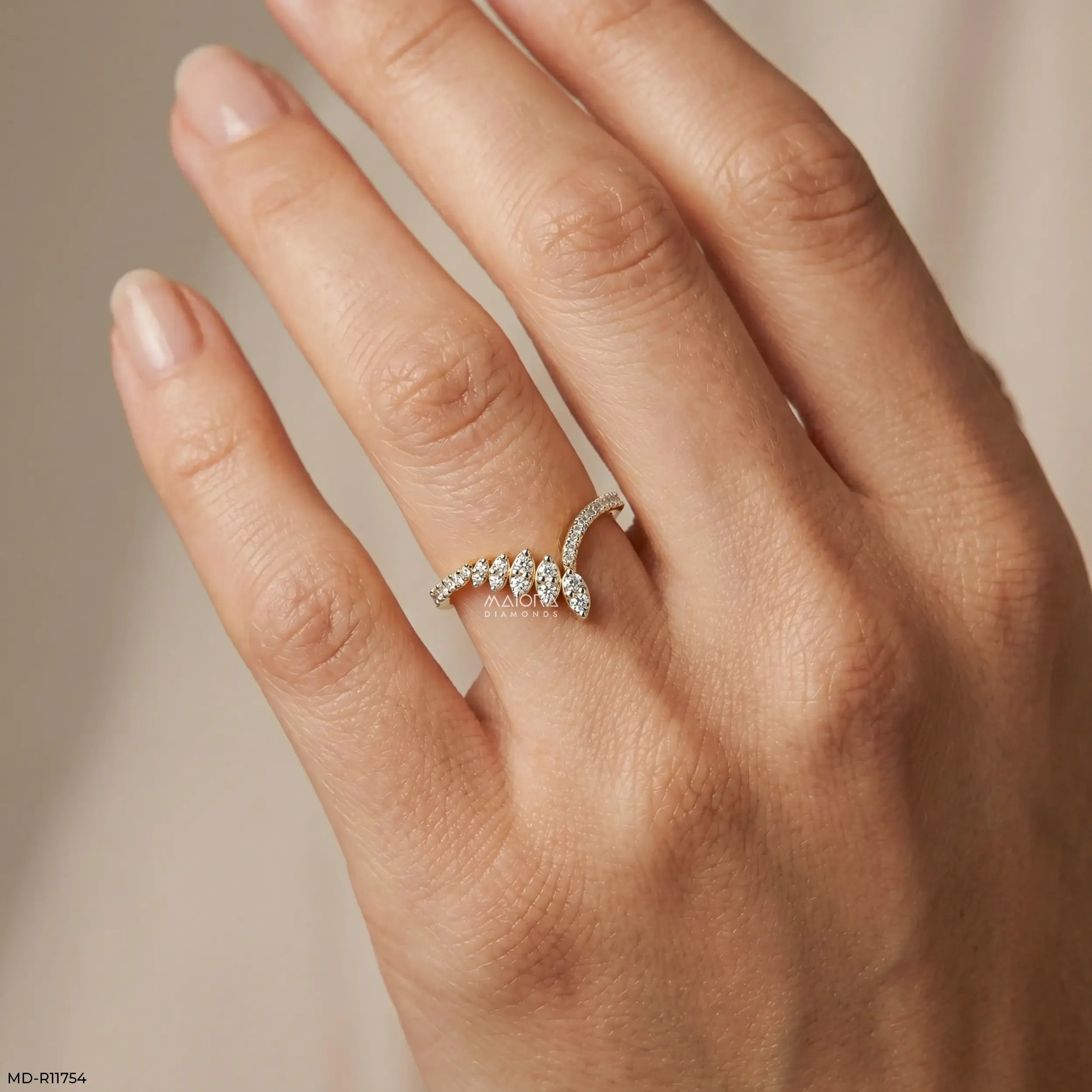 Glacier Fusion Fern Vanki Diamond Ring 9K Yellow Gold