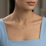 Silver Twist Diamond Pendant 9K Yellow Gold