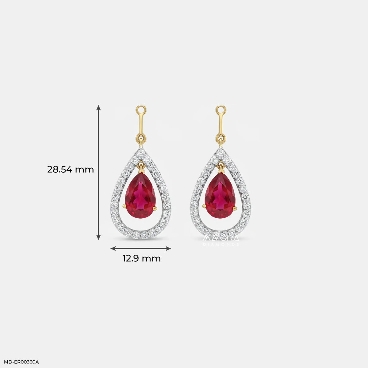 Ruby Drop Diamond Earrings
