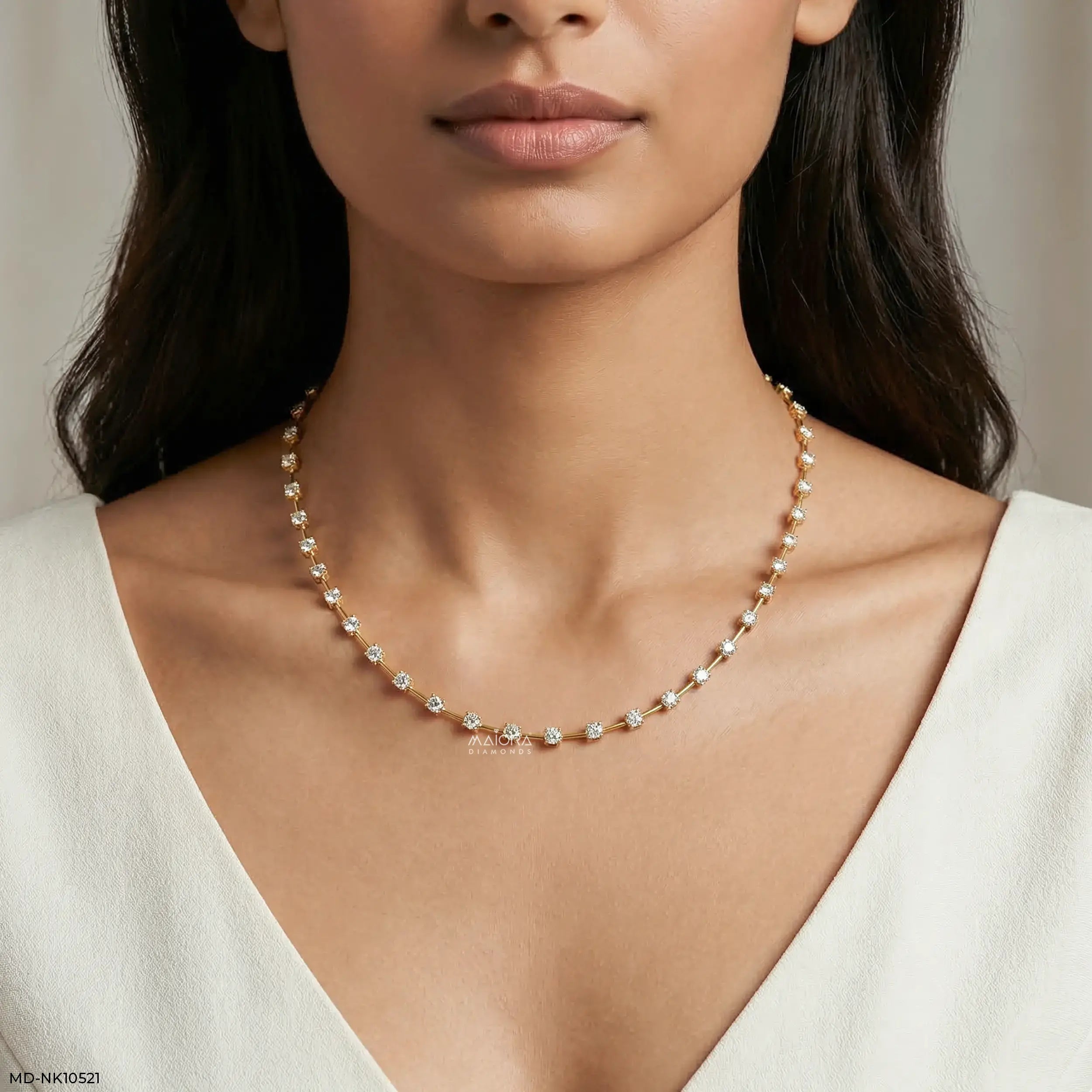 Solas Circlet Diamond Necklace 9K Yellow Gold