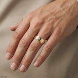 Solo Diamond Mens Gold Ring Platinum 950