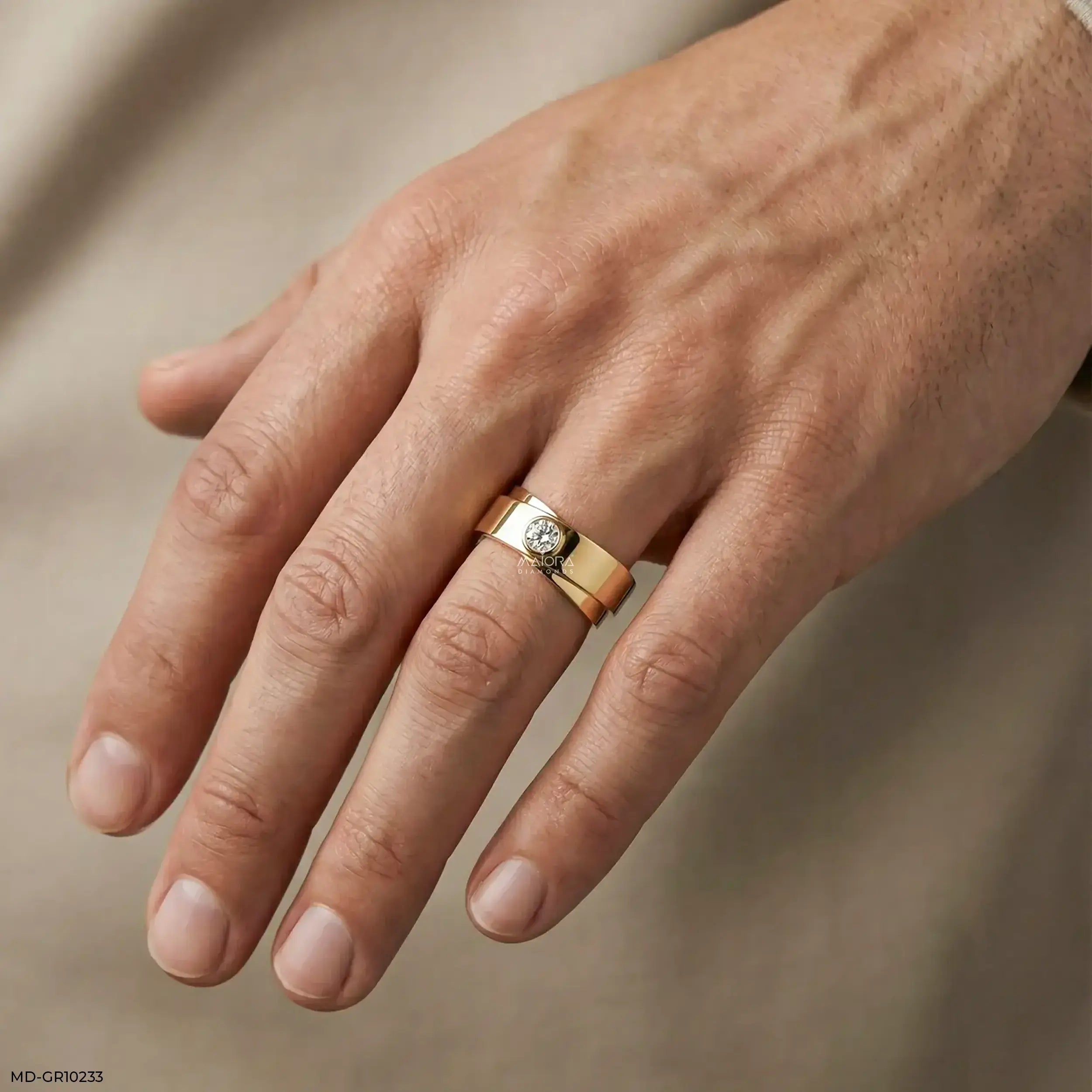 Solo Diamond Mens Gold Ring