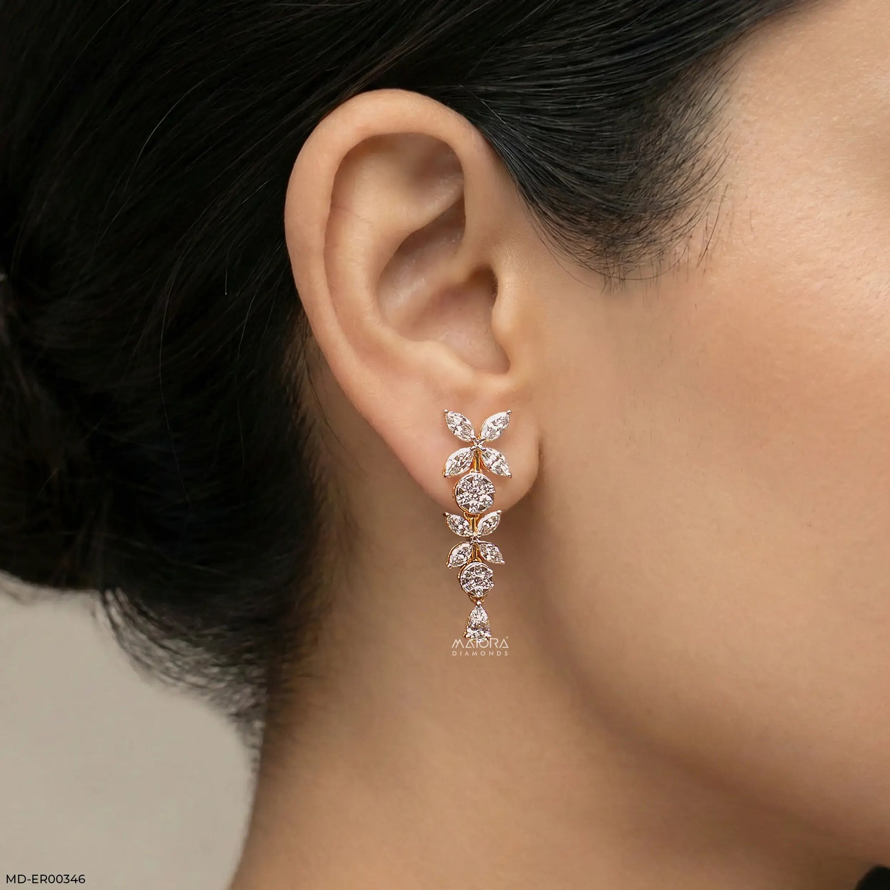 Sparkle Flora Diamond Earrings 9K White Gold