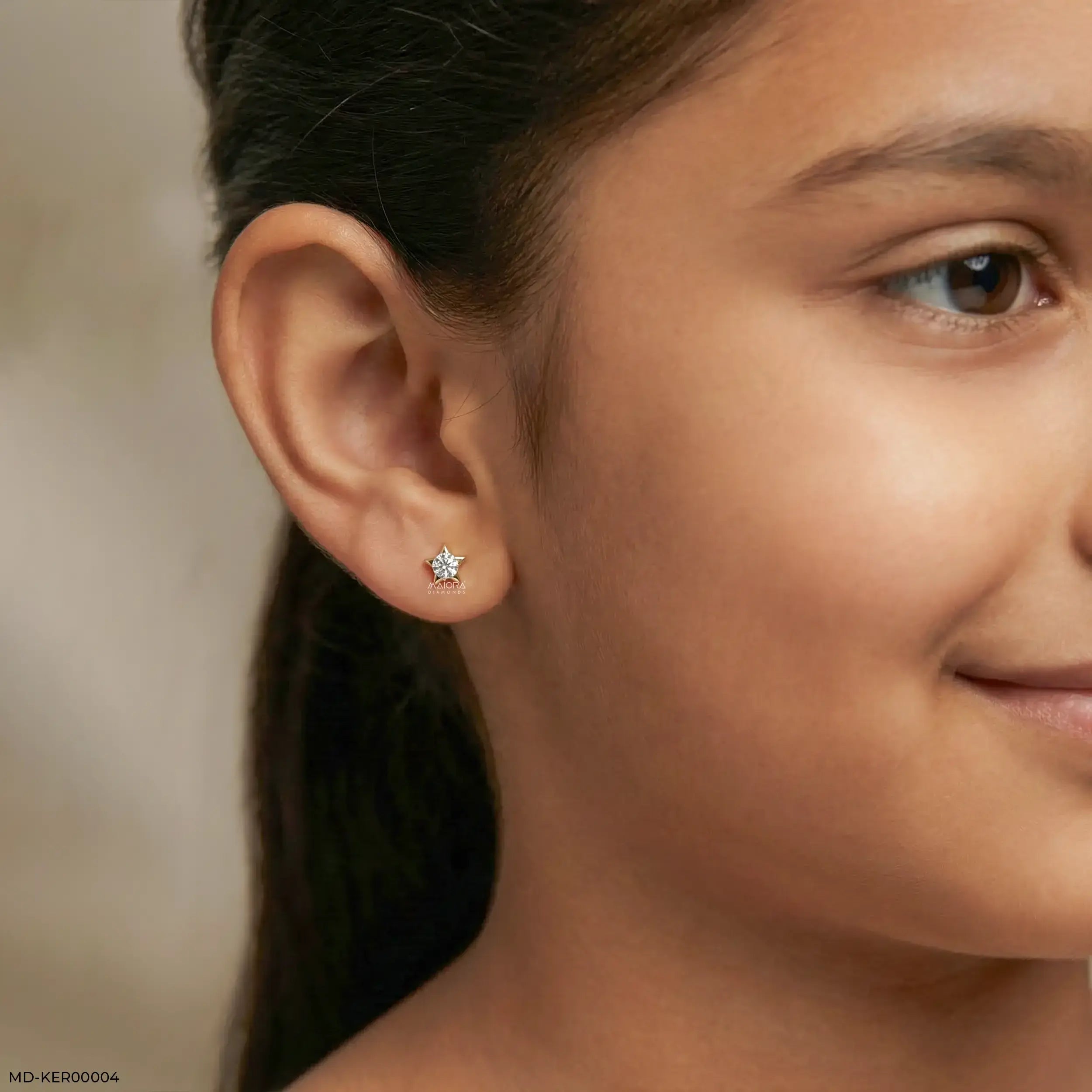 Sparkling Star Kids Diamond Earrings 9K Yellow Gold
