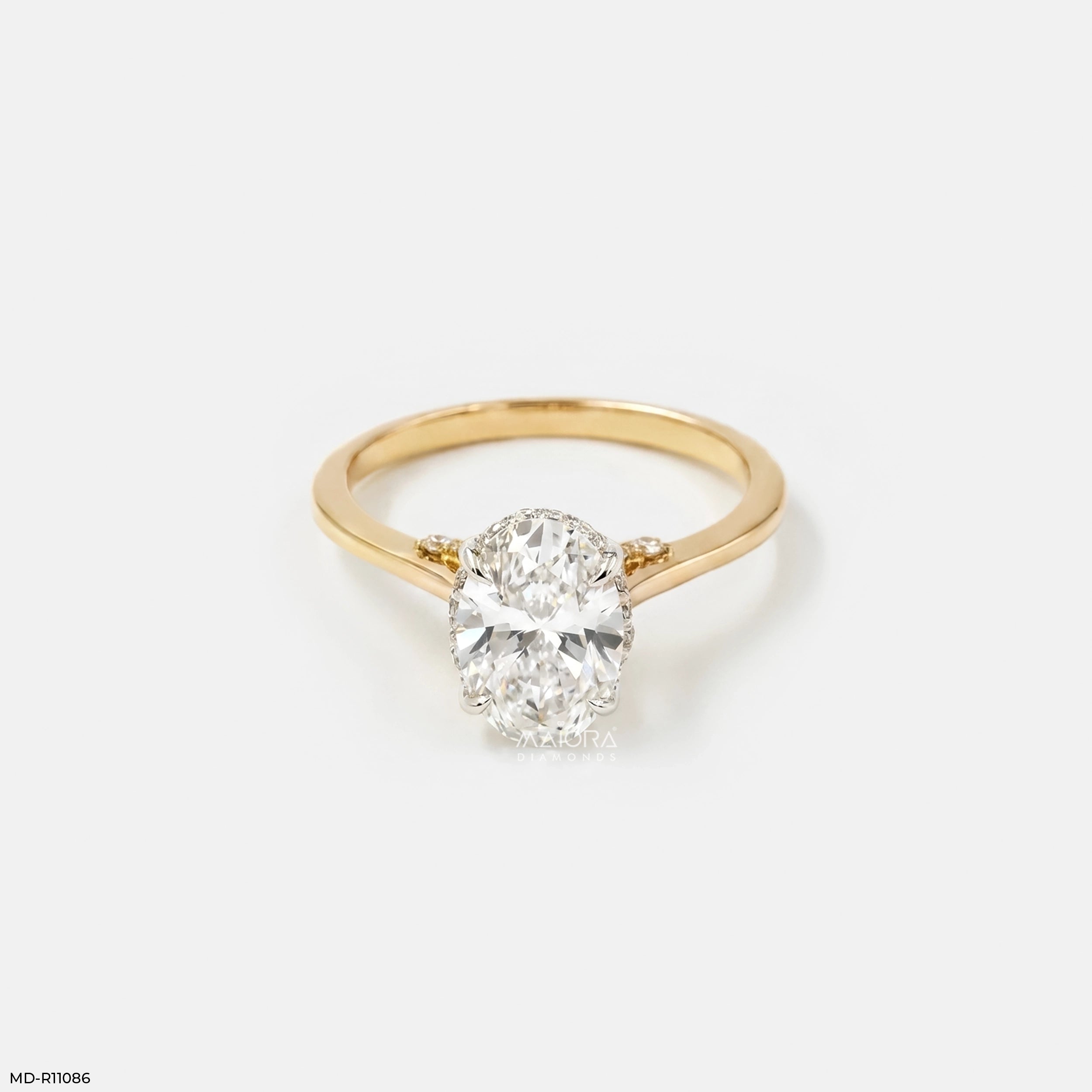 1.90 Carat Stellaris Oval Lab Diamond Solitaire Ring 18K Yellow Gold