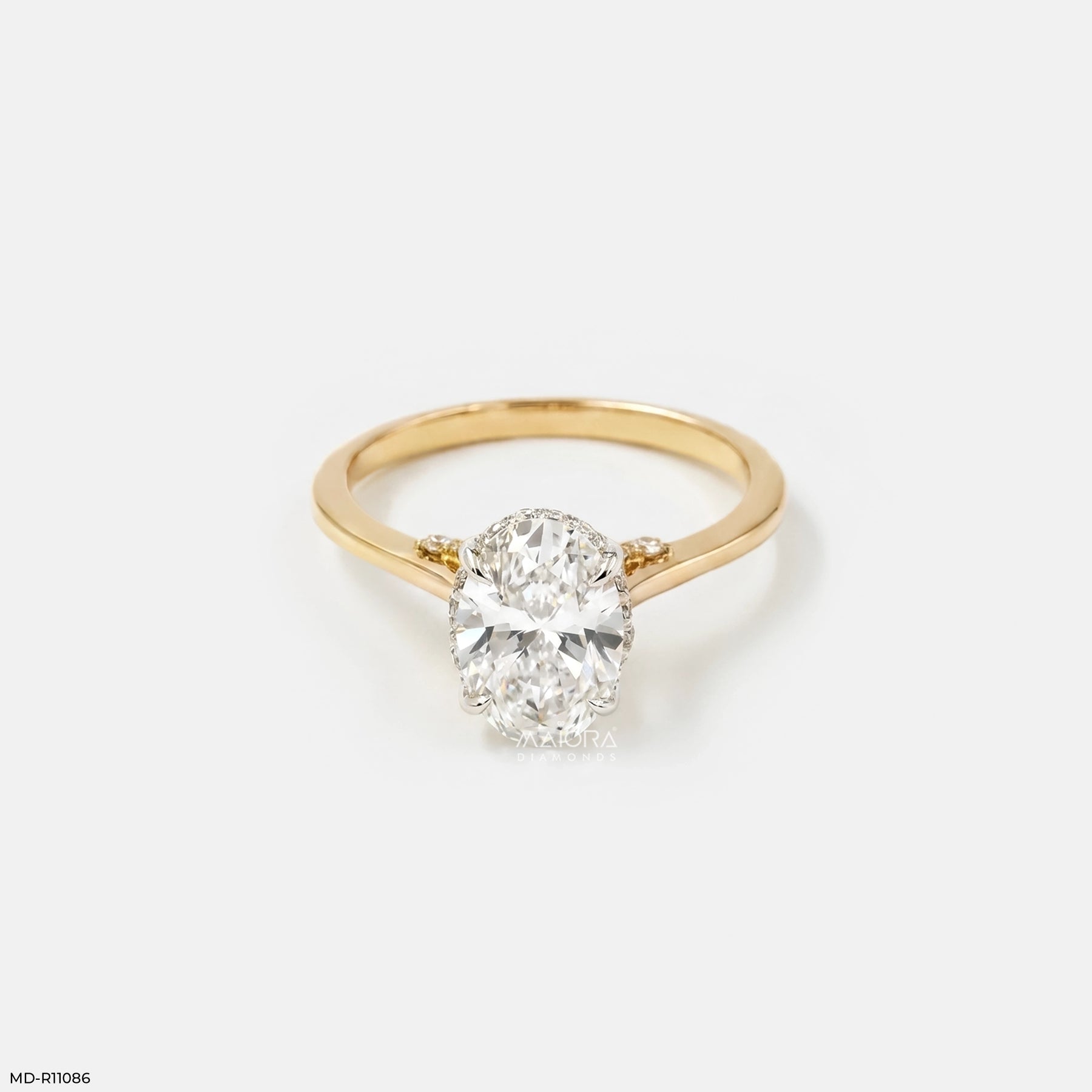1.90 Carat Stellaris Oval Lab Diamond Solitaire Ring 18K Yellow Gold