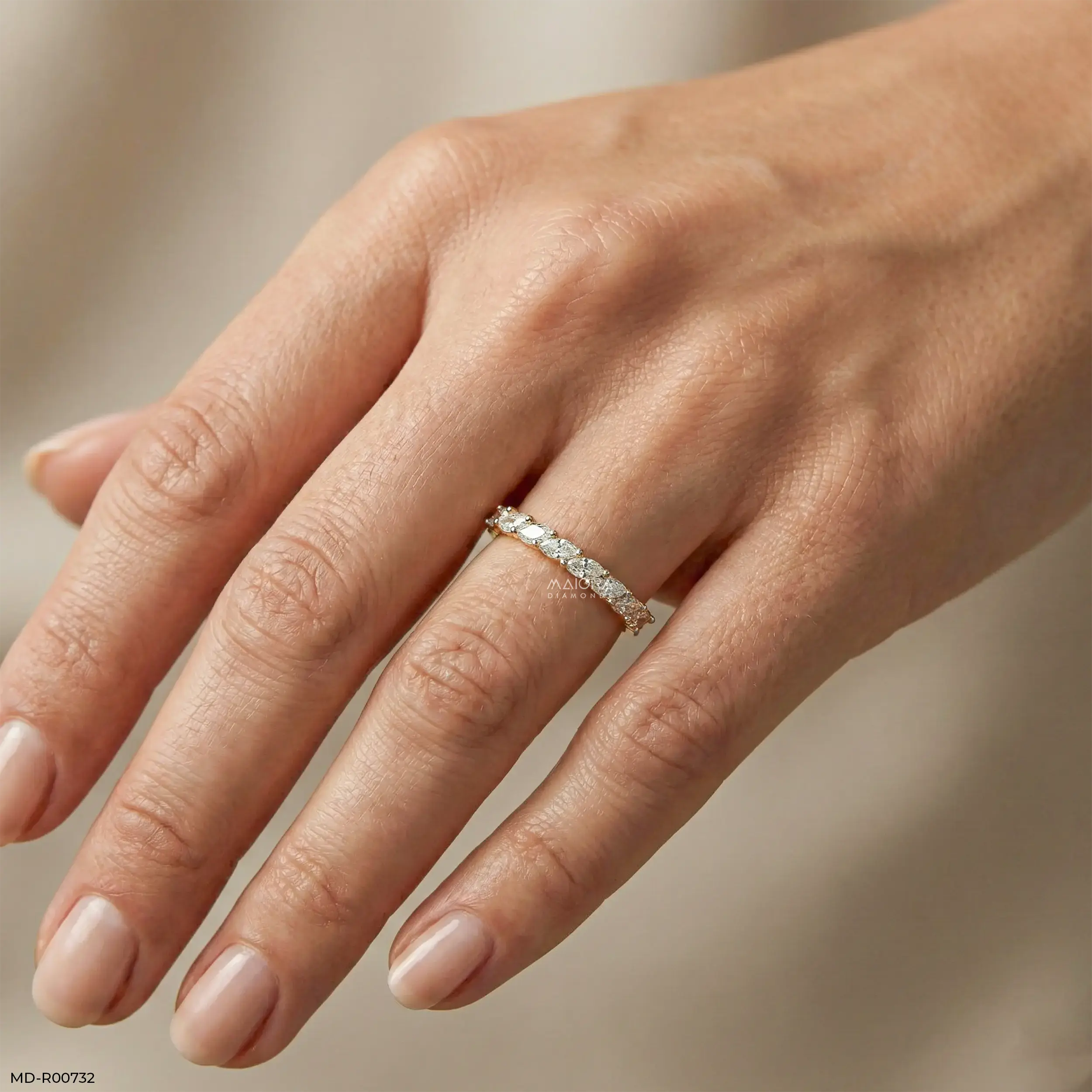 Tilted Marquise Diamond Ring 9K Yellow Gold