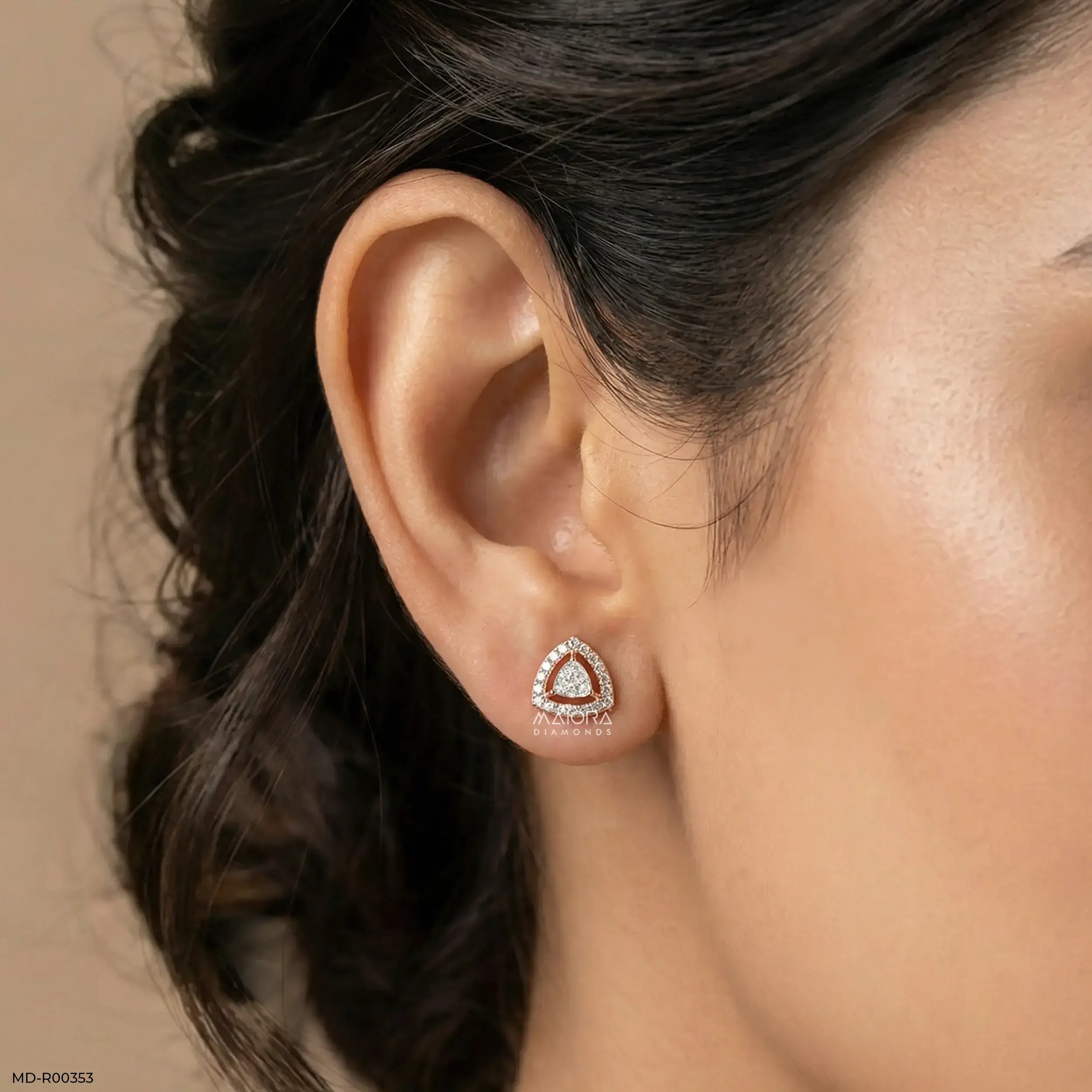 0.65 Carat TriGrace Lab Diamond Studs 14K Rose Gold