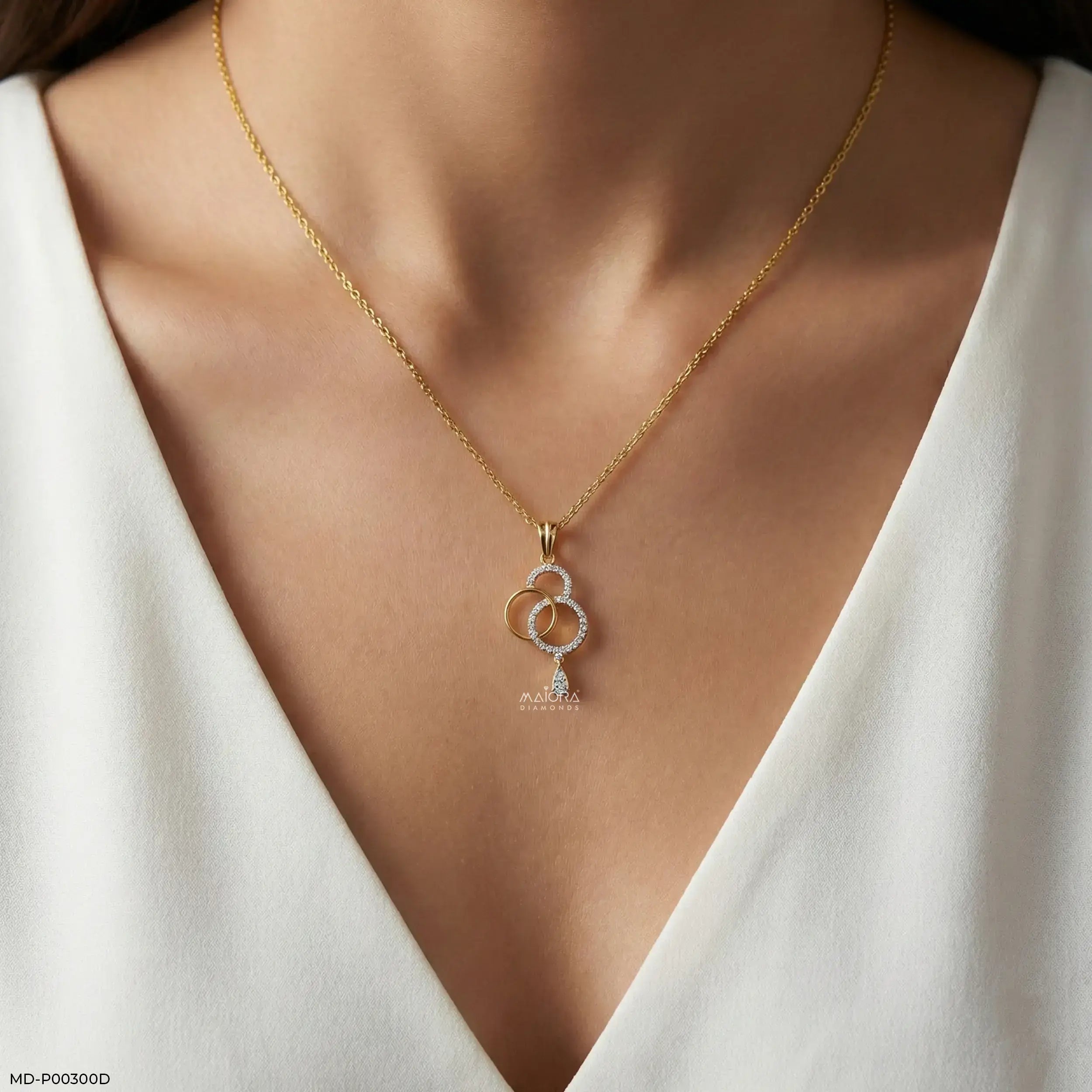 0.25 Carat Trios Circle Lab Diamond pendant 14K Yellow Gold