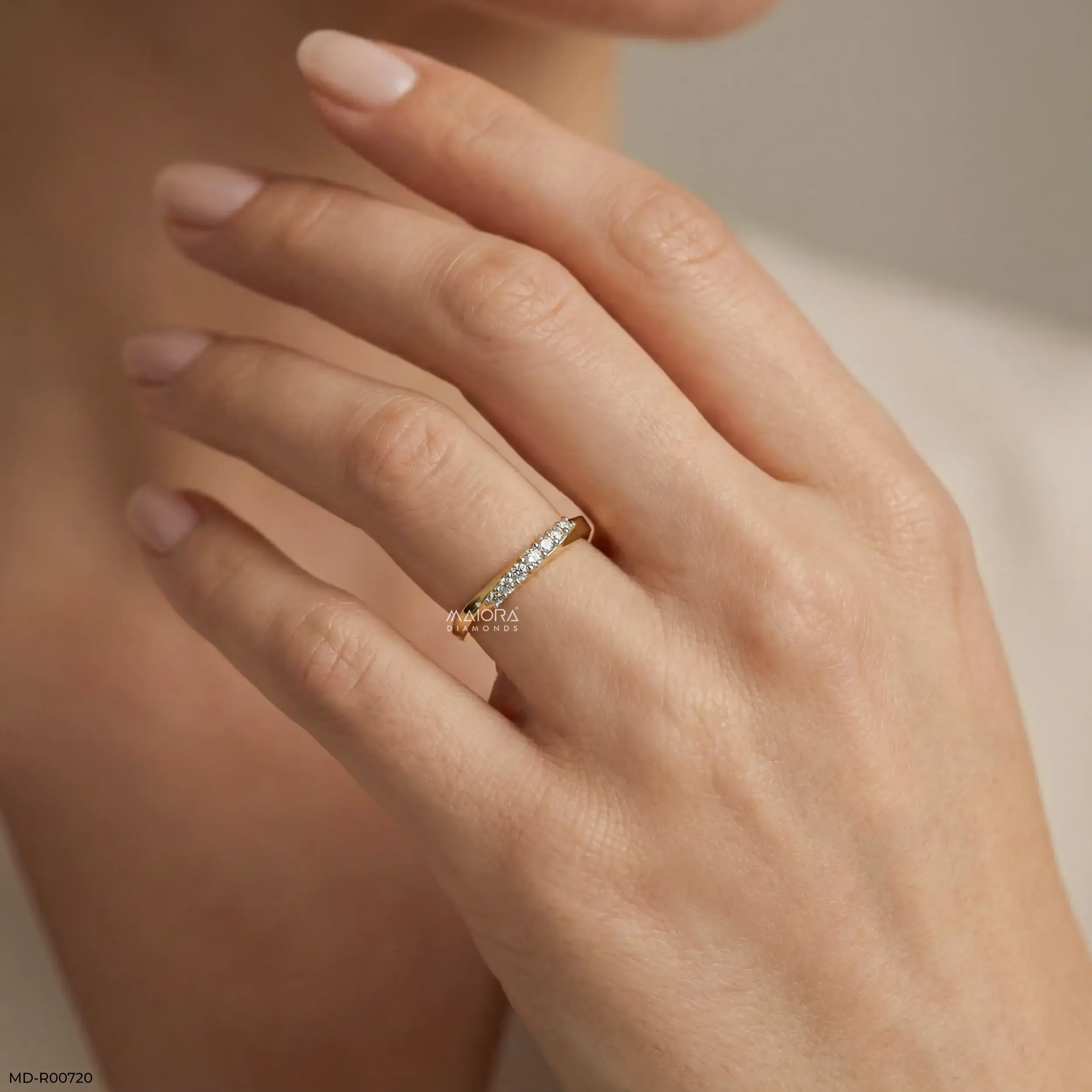 Twisted Helix Diamond Ring 9K Yellow Gold