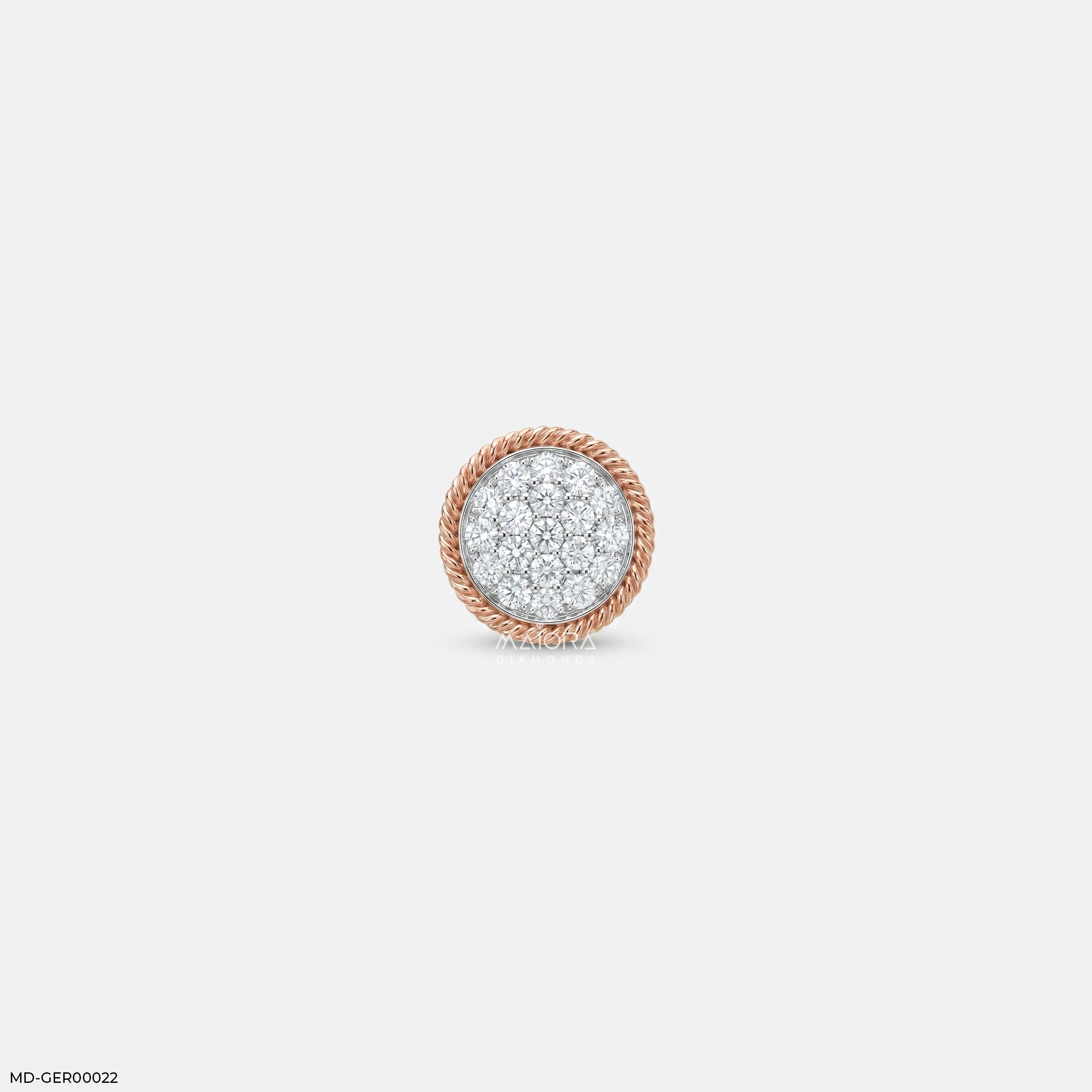 Twisted Rope Diamond mens Stud Earring 9K Rose Gold