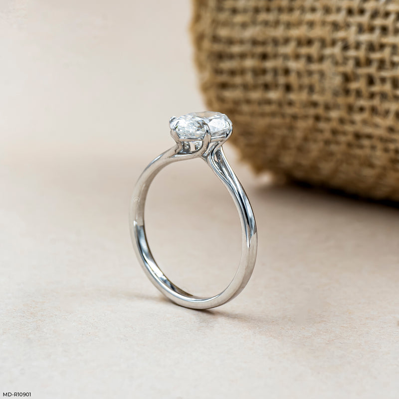 Elysian Oval Solitaire Rings 14K Yellow Gold
