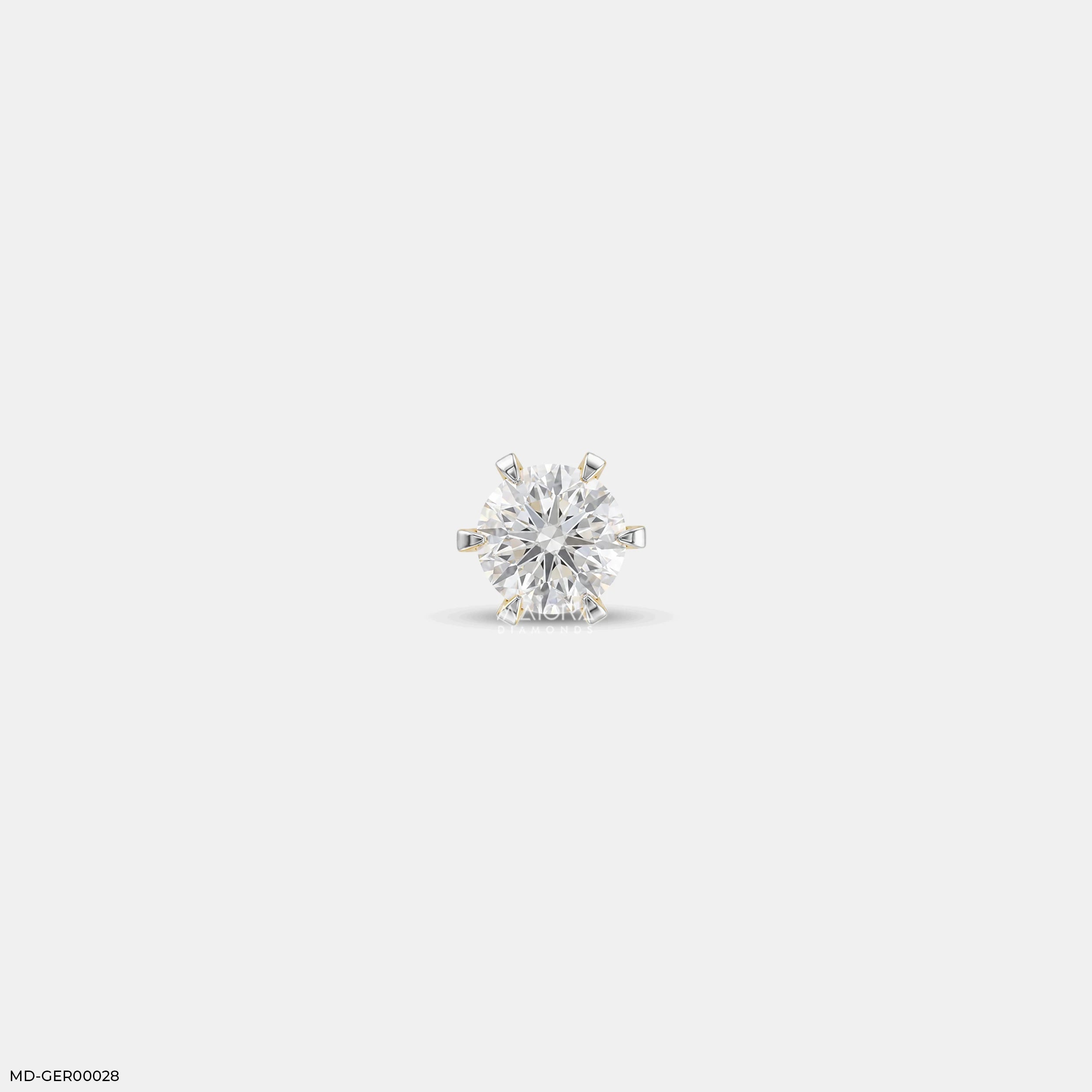 Vector Round Solitaire Diamond Mens Stud Earring