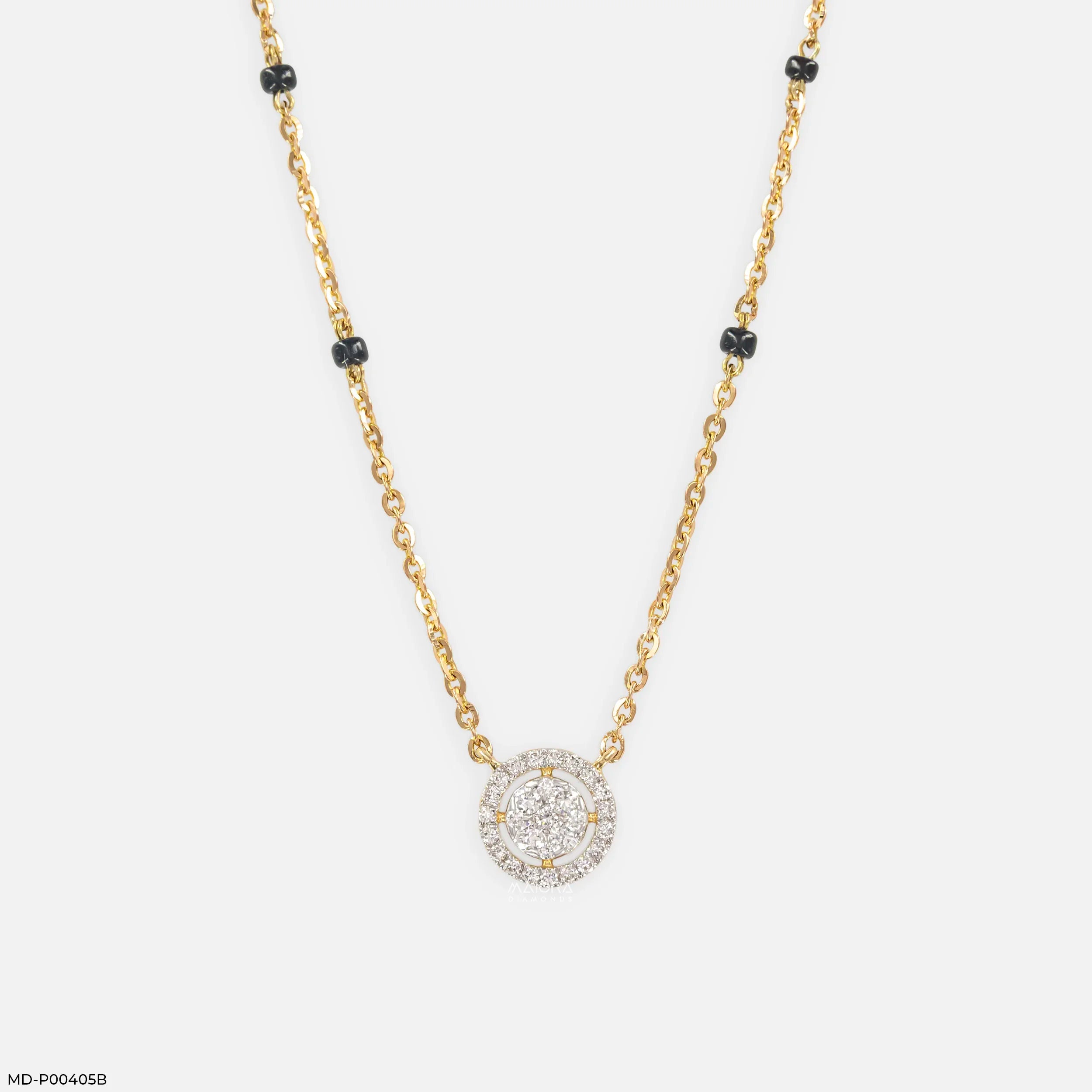 Veda Halo Diamond Mangalsutra 9K Yellow Gold