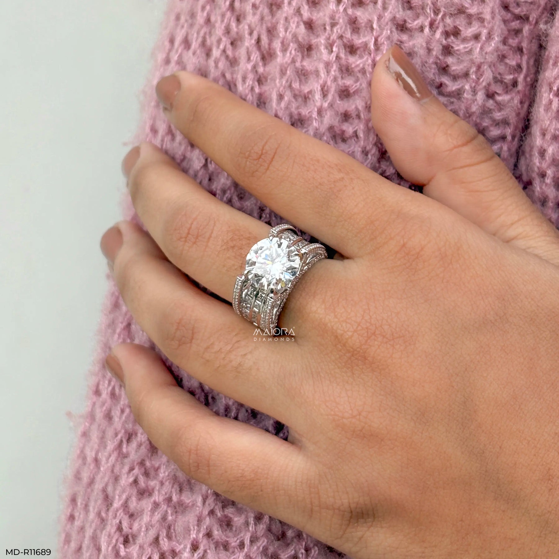 Velora Solitire Diamond Band Rings 9K Rose Gold