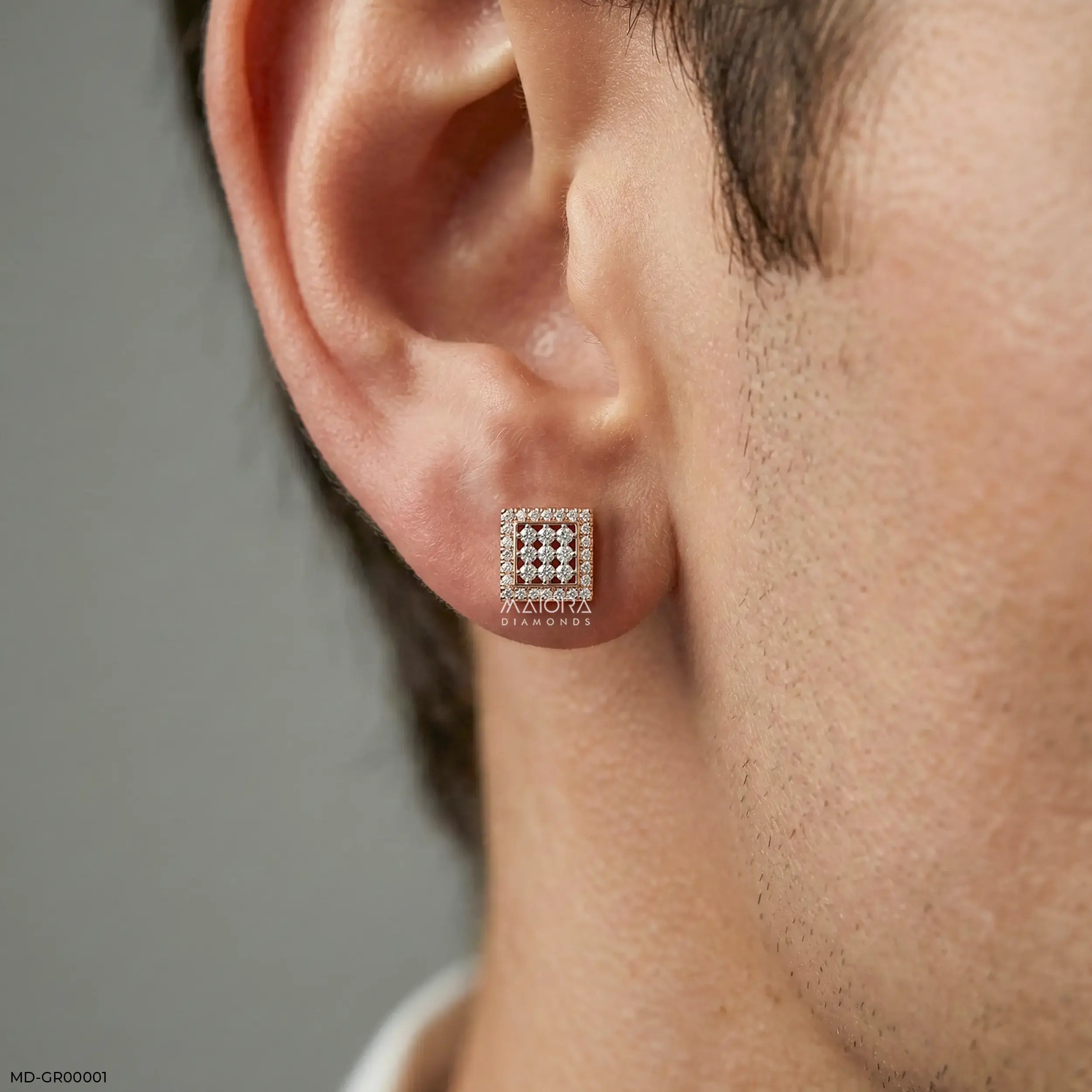 Vertex Diamond Mens Stud Earring 9K Yellow Gold