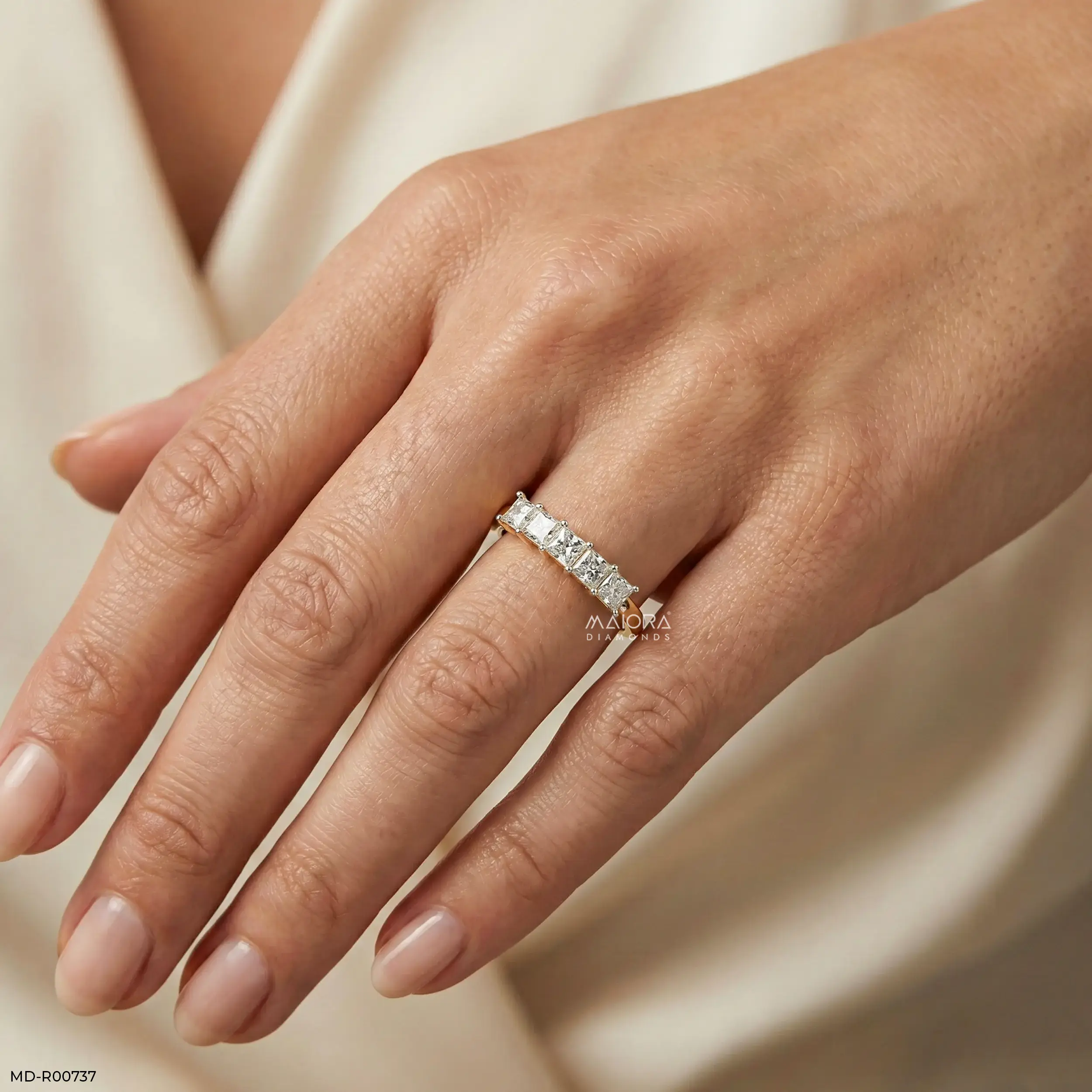 Vertex Square Glow Diamond Ring 9K Yellow Gold